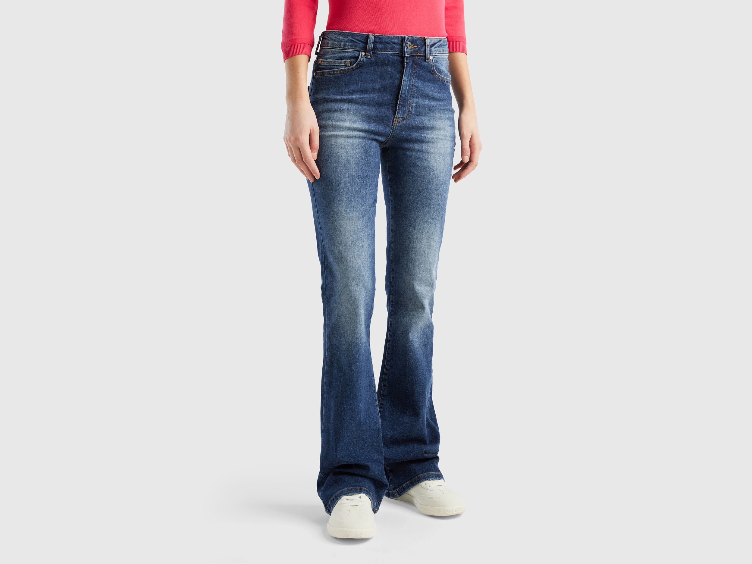 Benetton, Stretch Flared Jeans, size 36, Dark Blue, Women