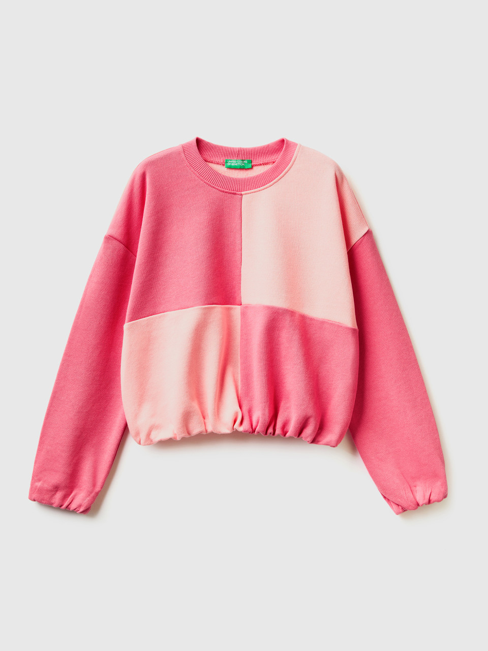 Benetton, Sweatshirt With Maxi Check, Pink, Kids