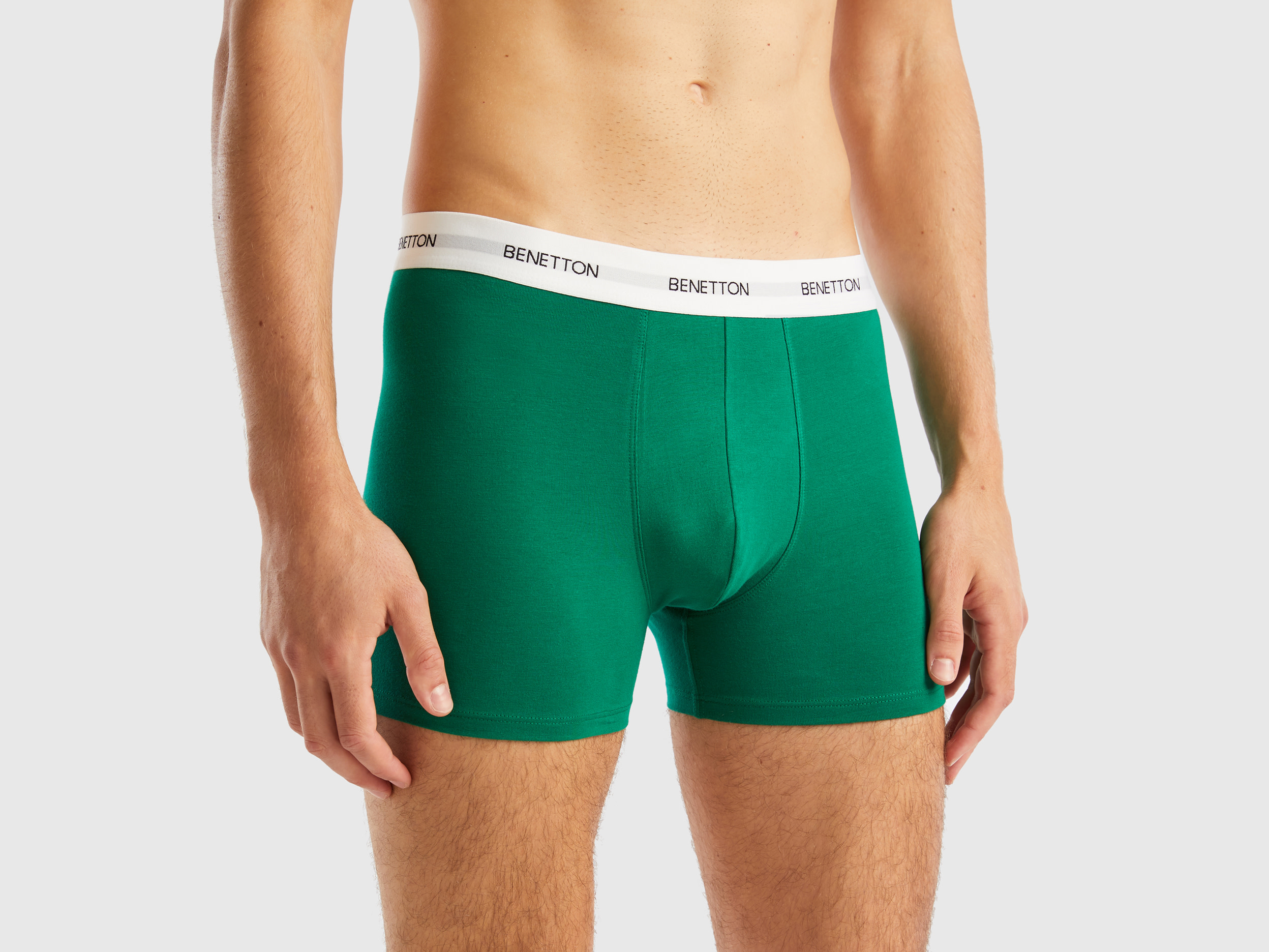 Benetton, Boxers In Stretch Organic Cotton, size S, Green, Men