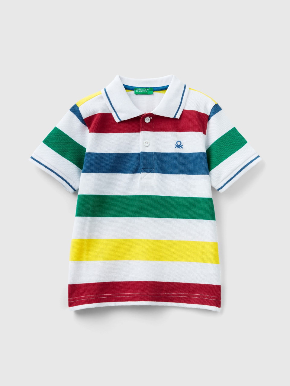 Benetton, Short Sleeve Polo With Stripes, Multi-color, Kids