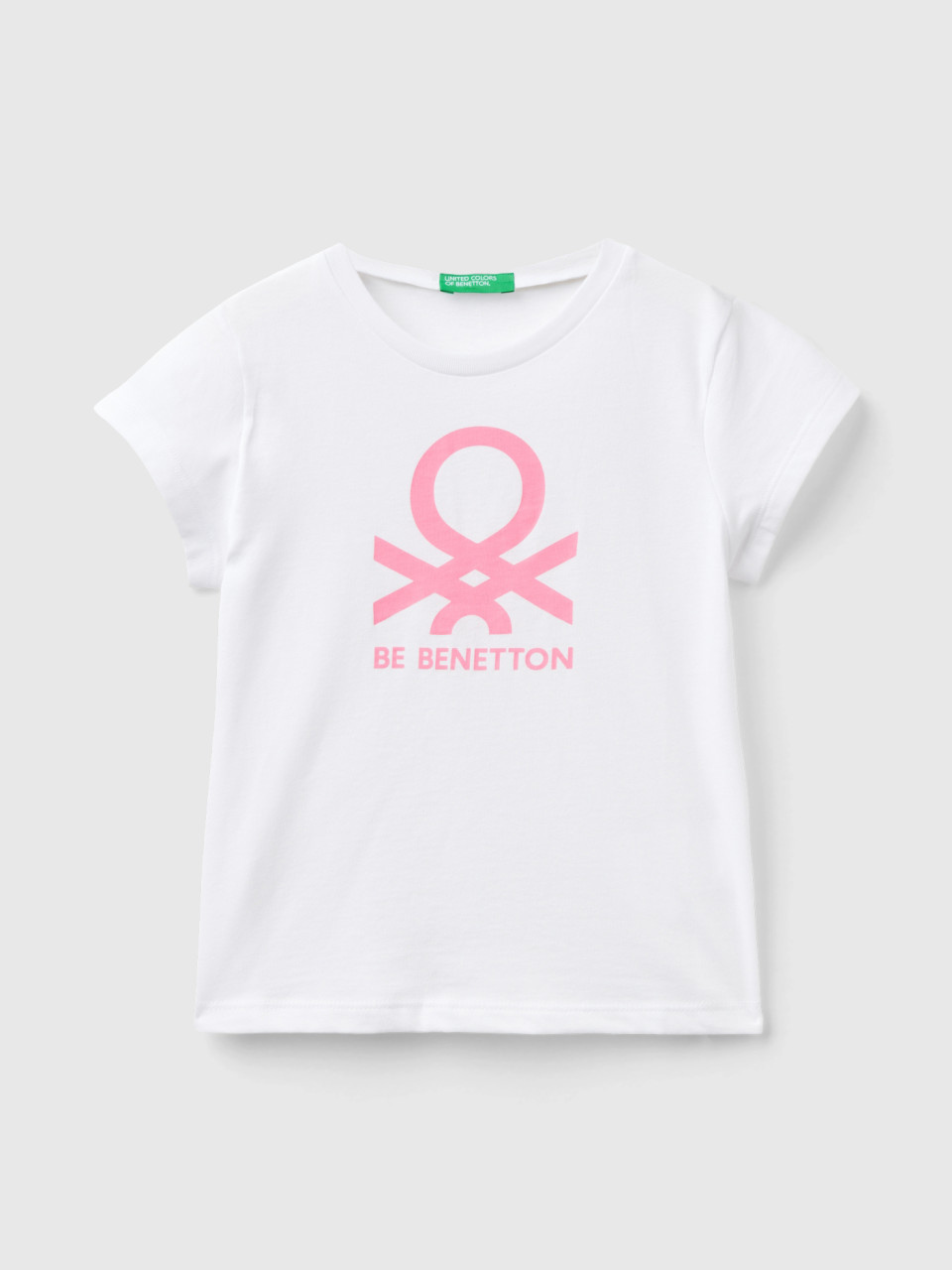 Benetton, 100% Cotton T-shirt With Print, White, Kids