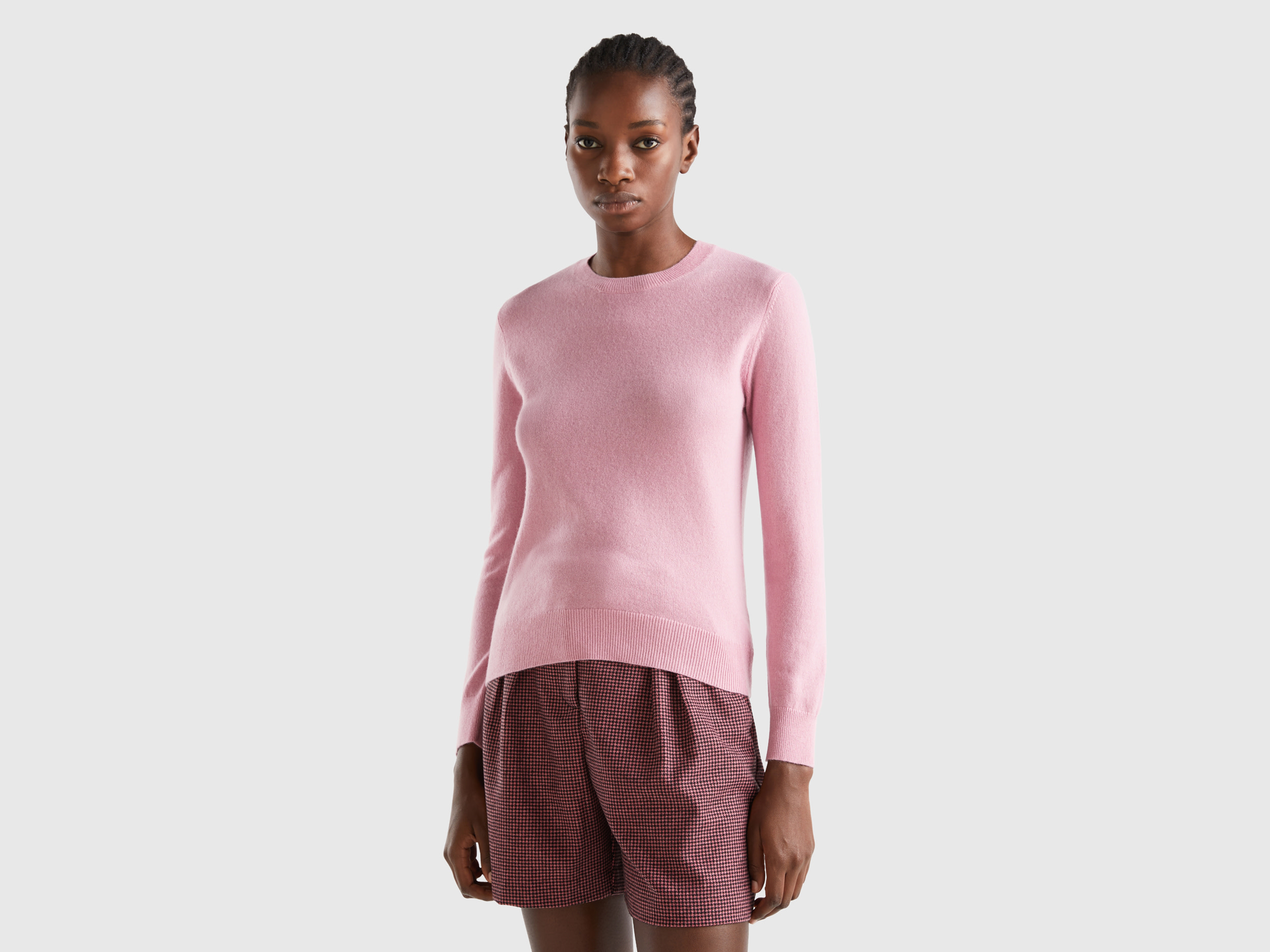 Benetton, Pink Sweater In Pure Cashmere, size L, Pink, Women