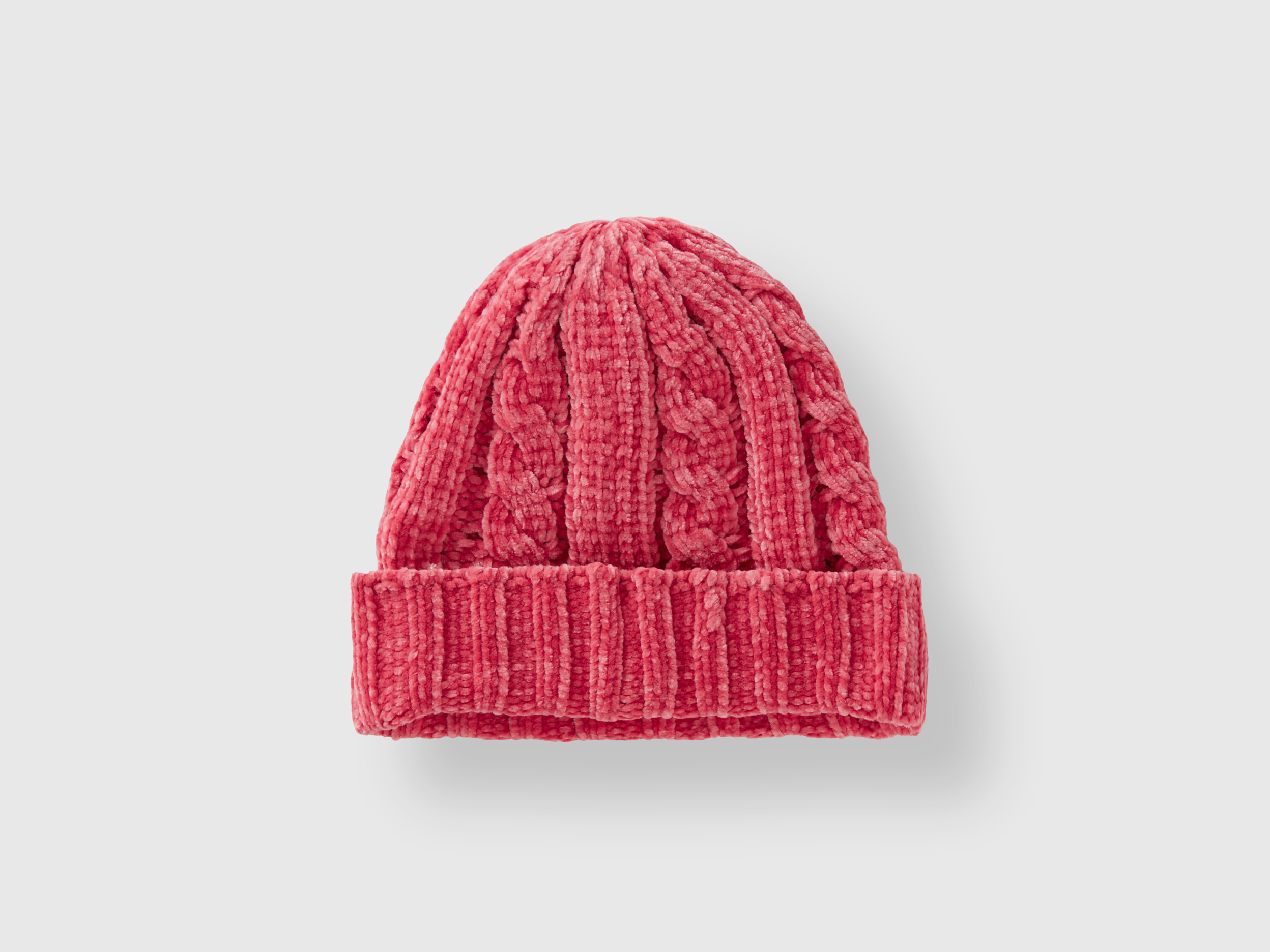 Benetton, Chenille Hat With Cable Knit, size 4-6, Pink, Kids