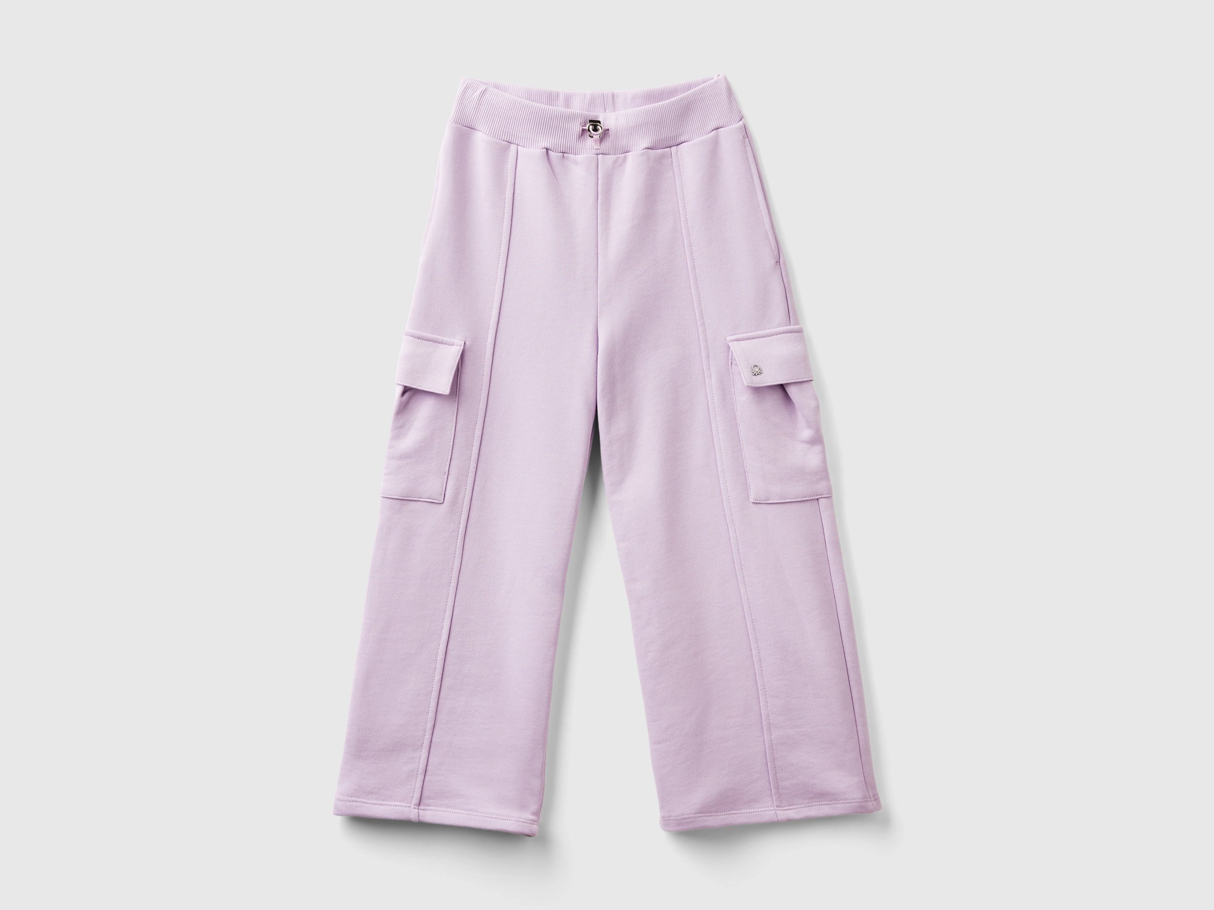 Benetton, Pantaloni Cargo Wide Fit, Lilla, Bambini