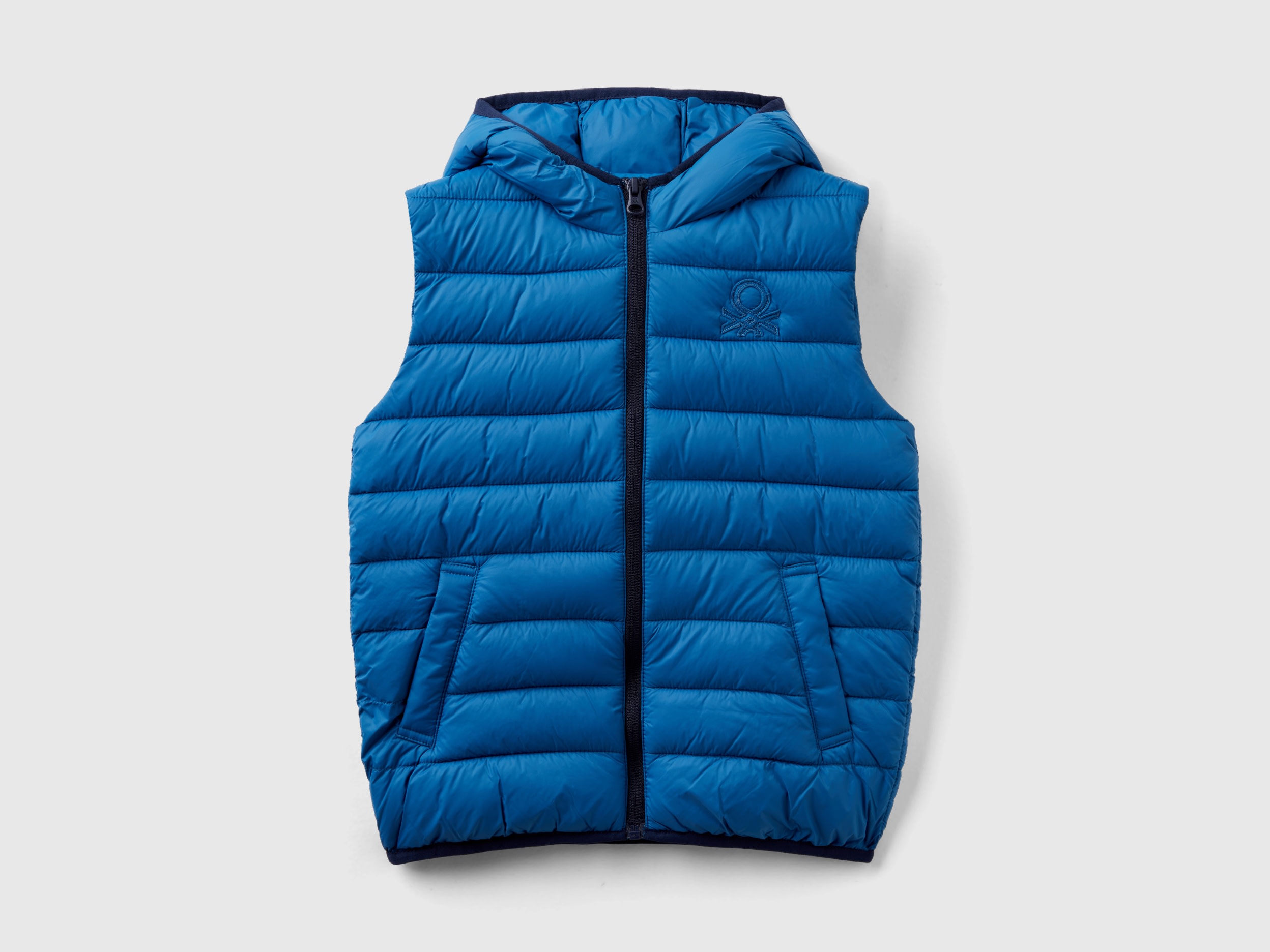 Benetton, Padded Jacket With Hood, size L, Blue, Kids