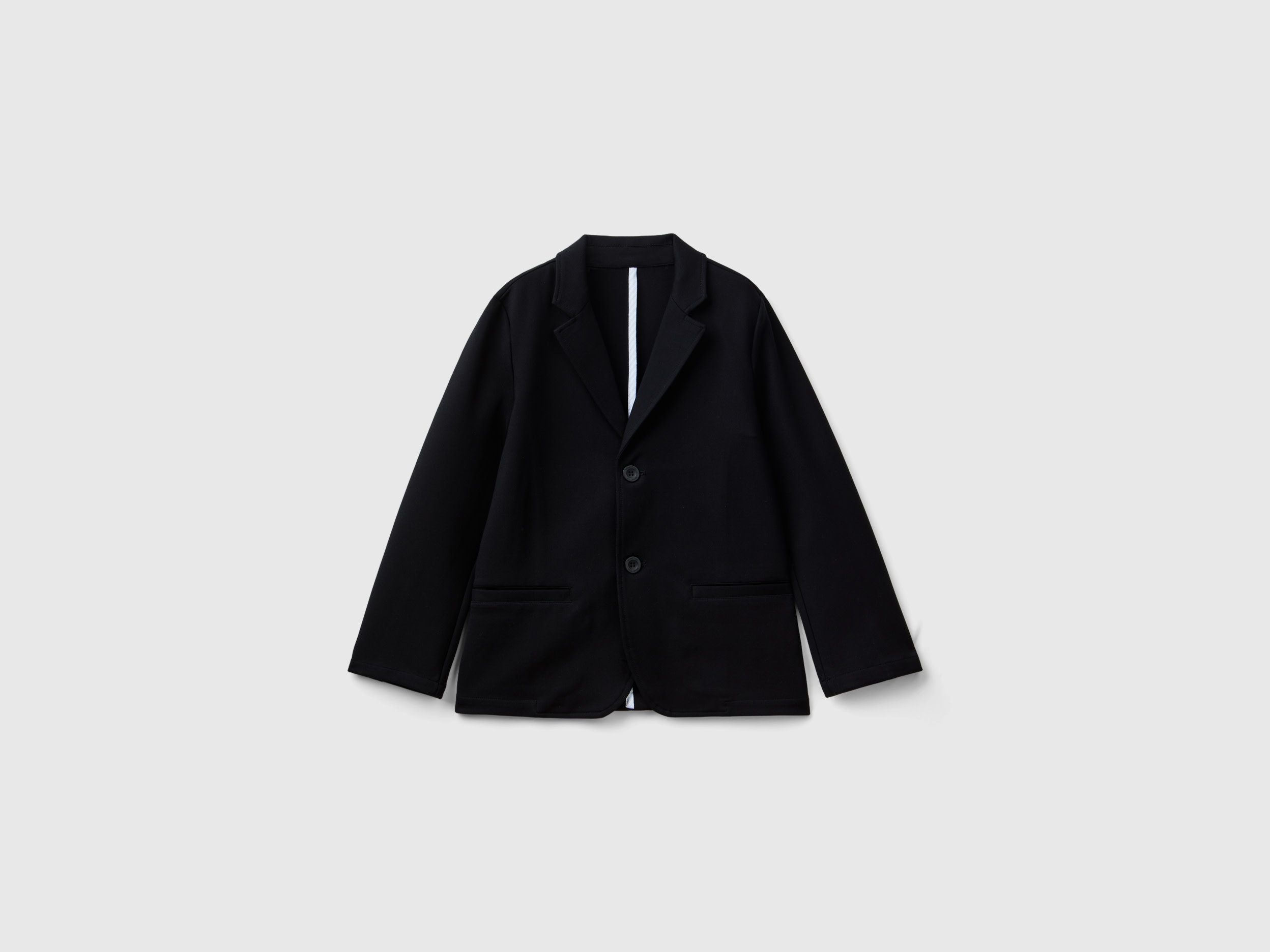 Benetton, Blazer In Misto Viscosa Stretch, Nero, Bambini