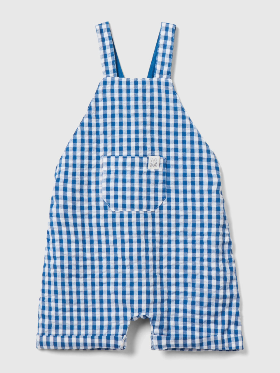 Benetton, Vichy Dungarees In Pure Cotton, Blue, Kids