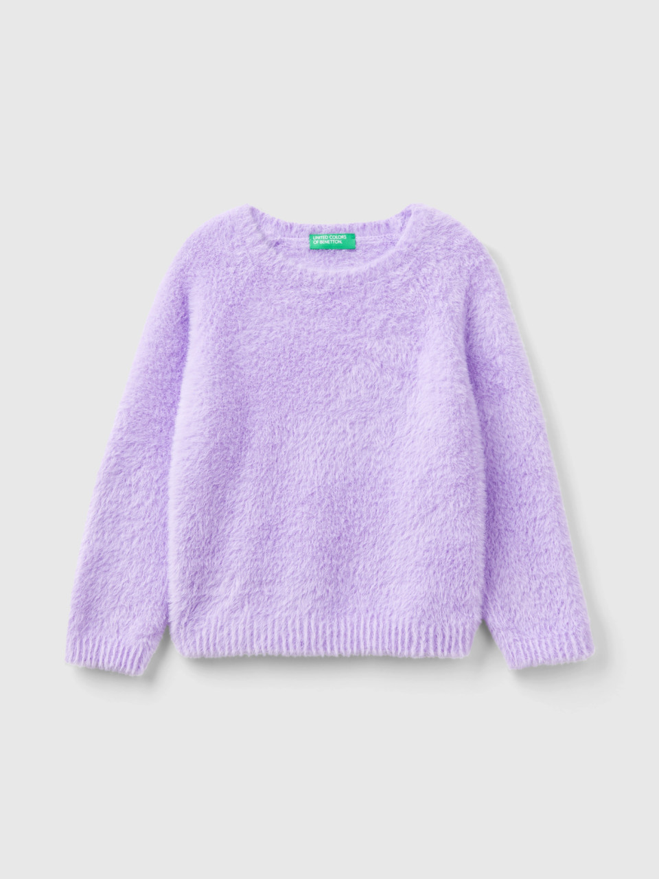 Benetton, Sweater With Faux Fur, Lilac, Kids