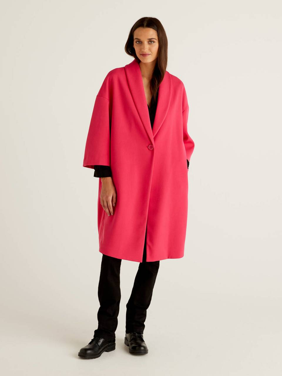 Benetton Solid colored coat with shawl collar. 1