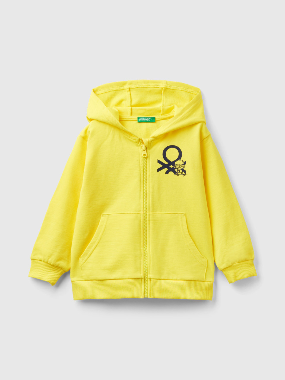 Benetton, Lightweight Sweatshirt With Zip, Yellow, Kids