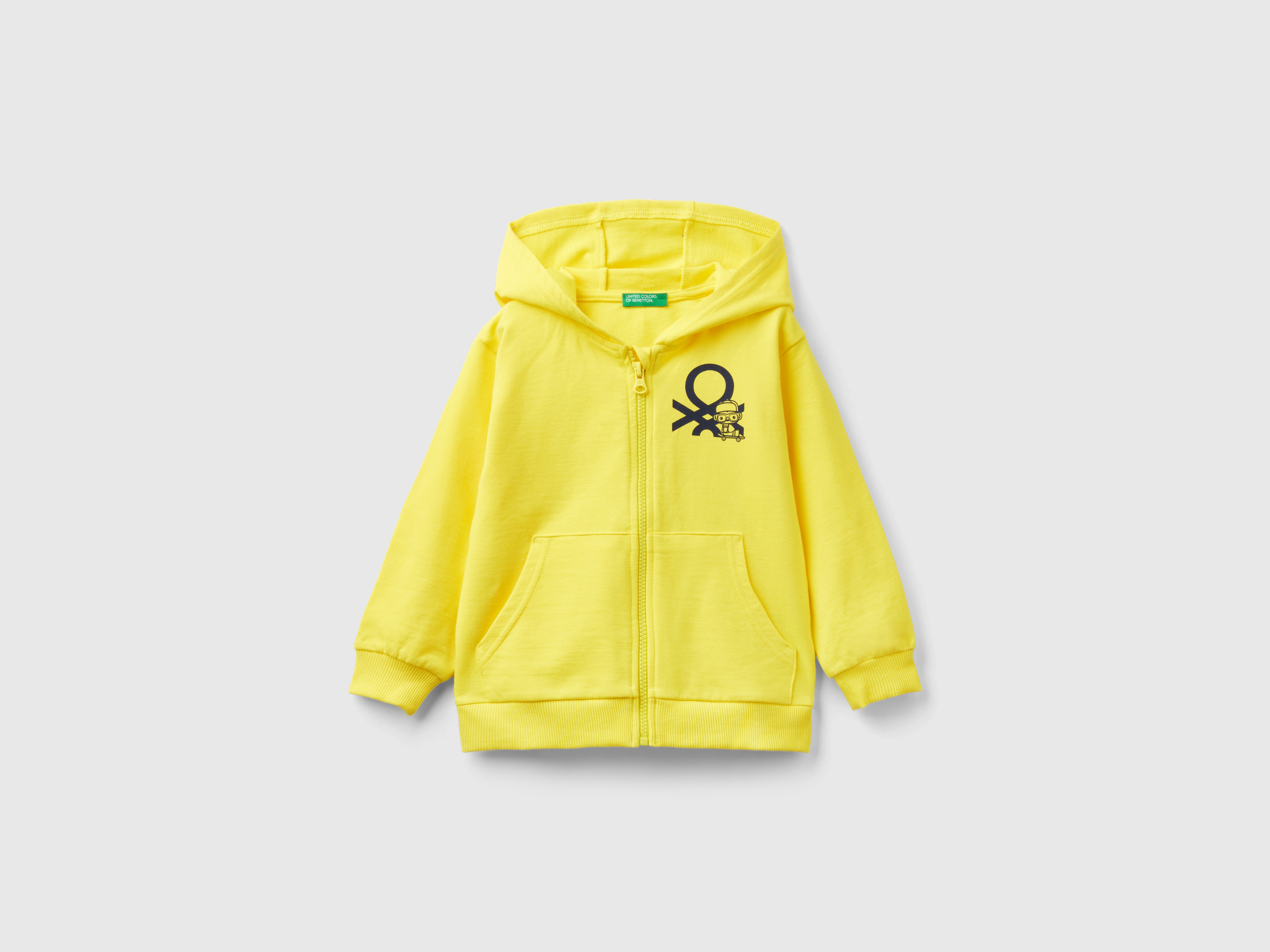 Benetton, Lightweight Sweatshirt With Zip, size 4-5, Yellow, Kids
