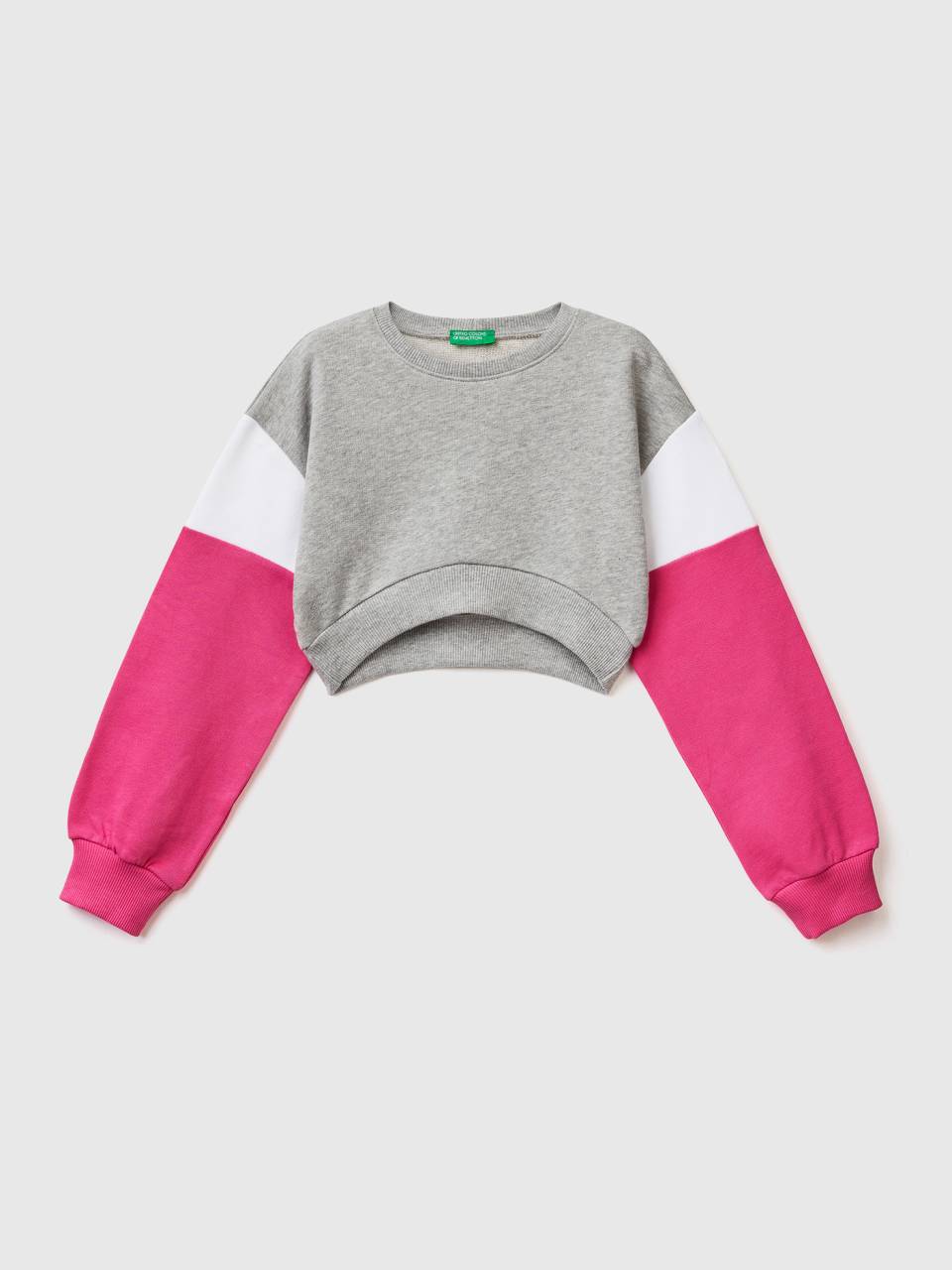 Benetton color block cropped sweatshirt. 1