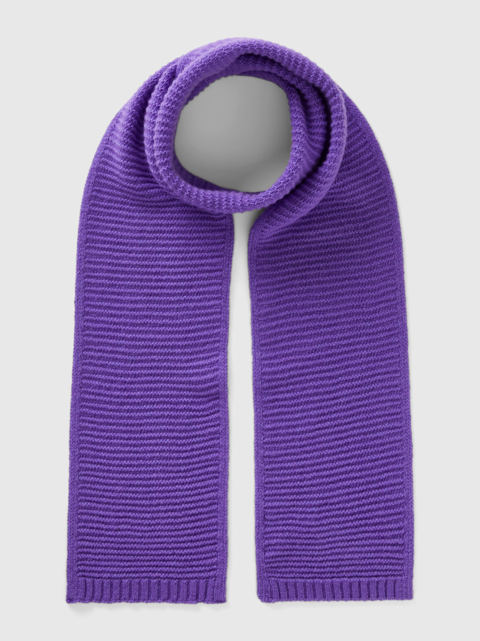 Benetton, Verarbeiteter Schal Aus Einer Stretchigen Wollmischung, Purpur, female