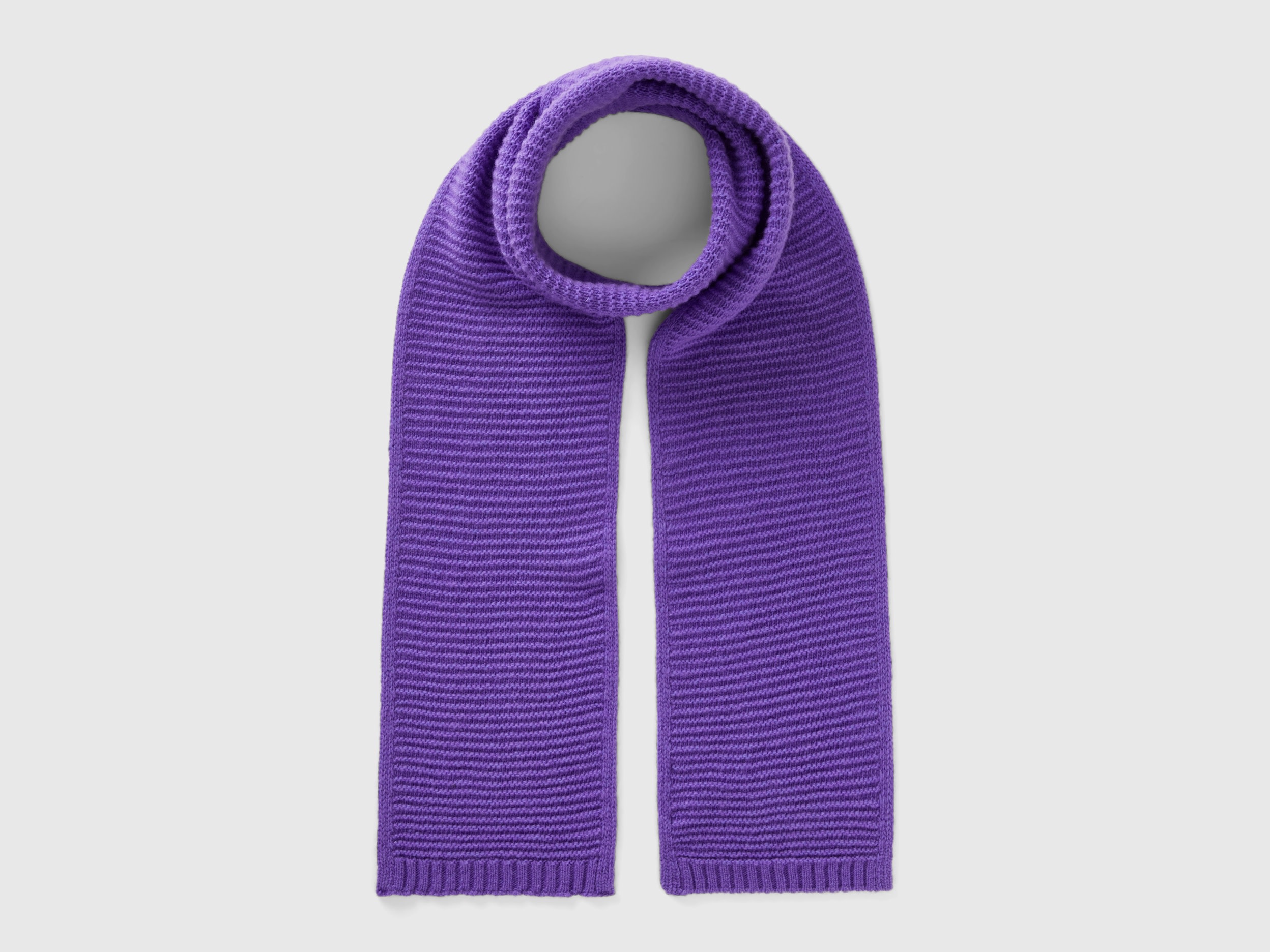 Benetton, Knit Scarf In Stretch Wool Blend, size 1-3, Violet, Kids