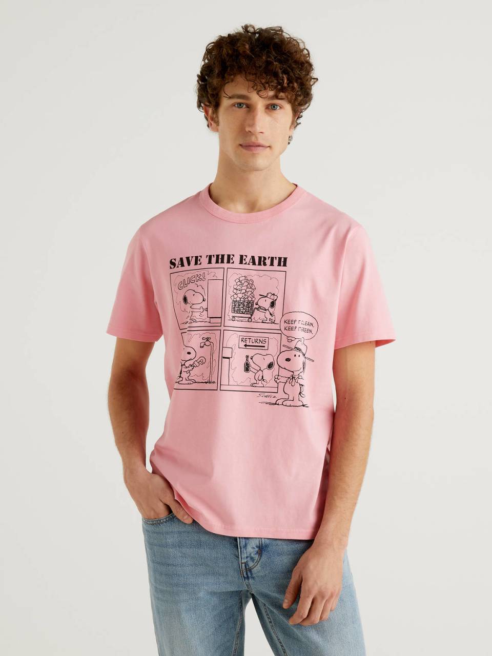 Benetton Salmon pink Peanuts t-shirt. 1