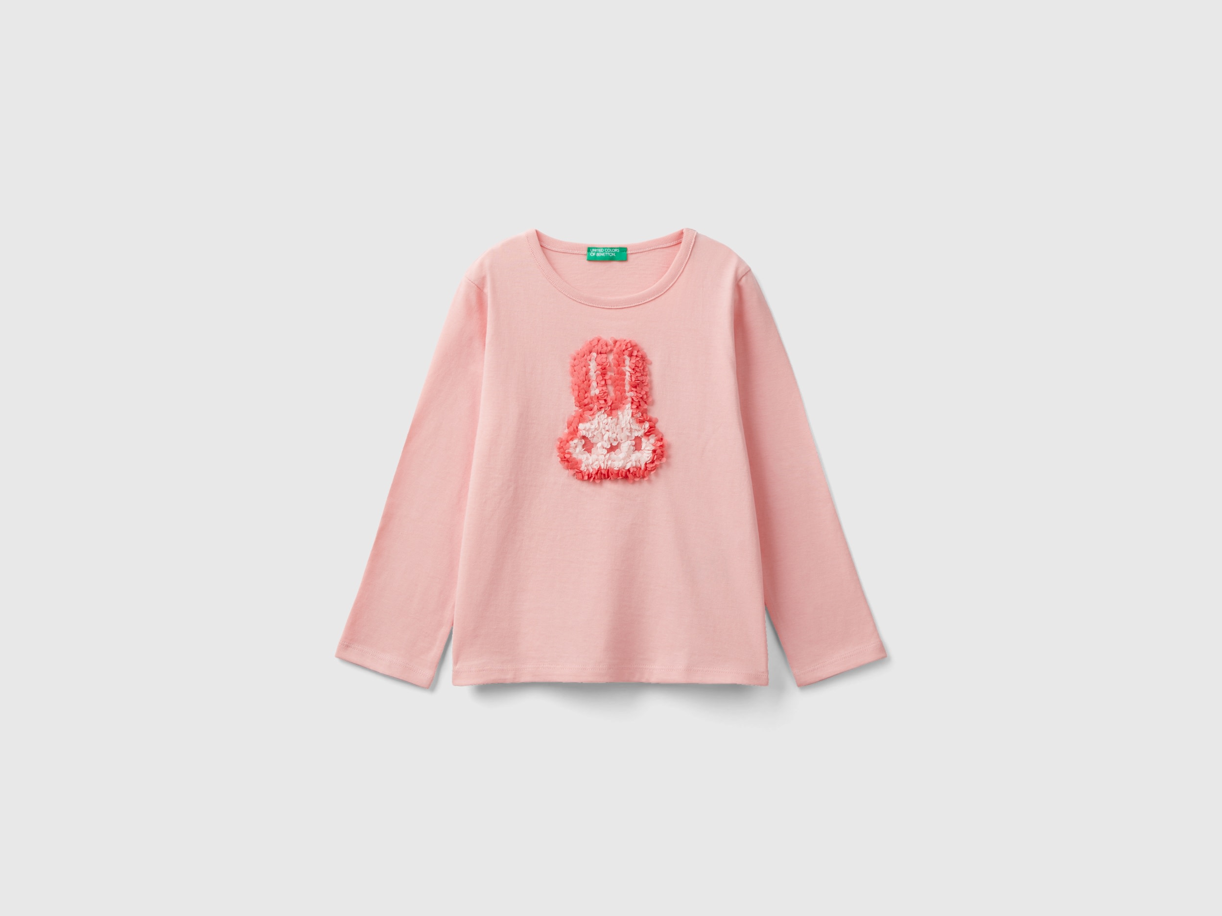 Benetton, T-shirt With Petal Applique, size 12-18, Pink, Kids