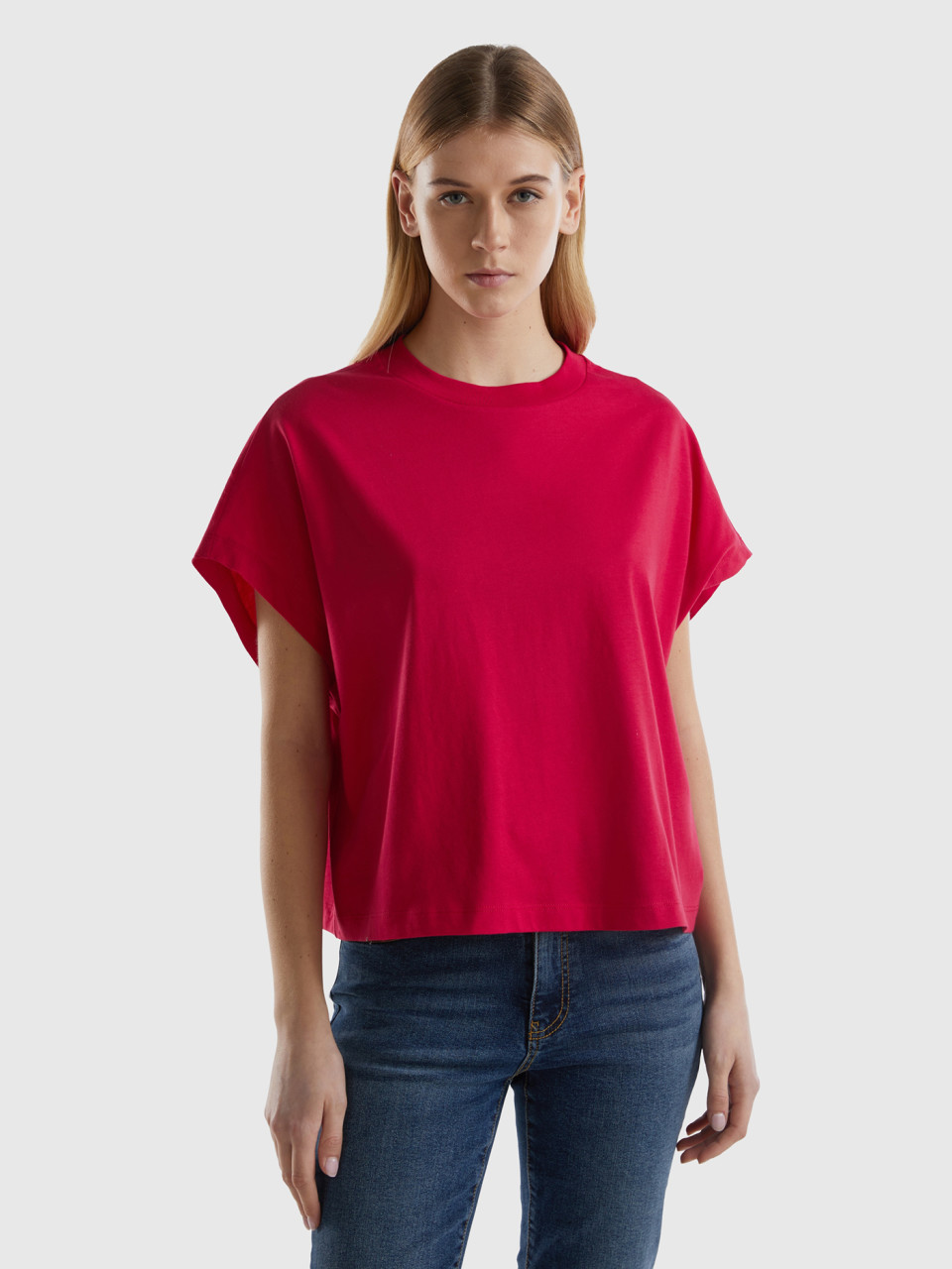 Benetton, Kimono Sleeve T-shirt, Fuchsia, Women