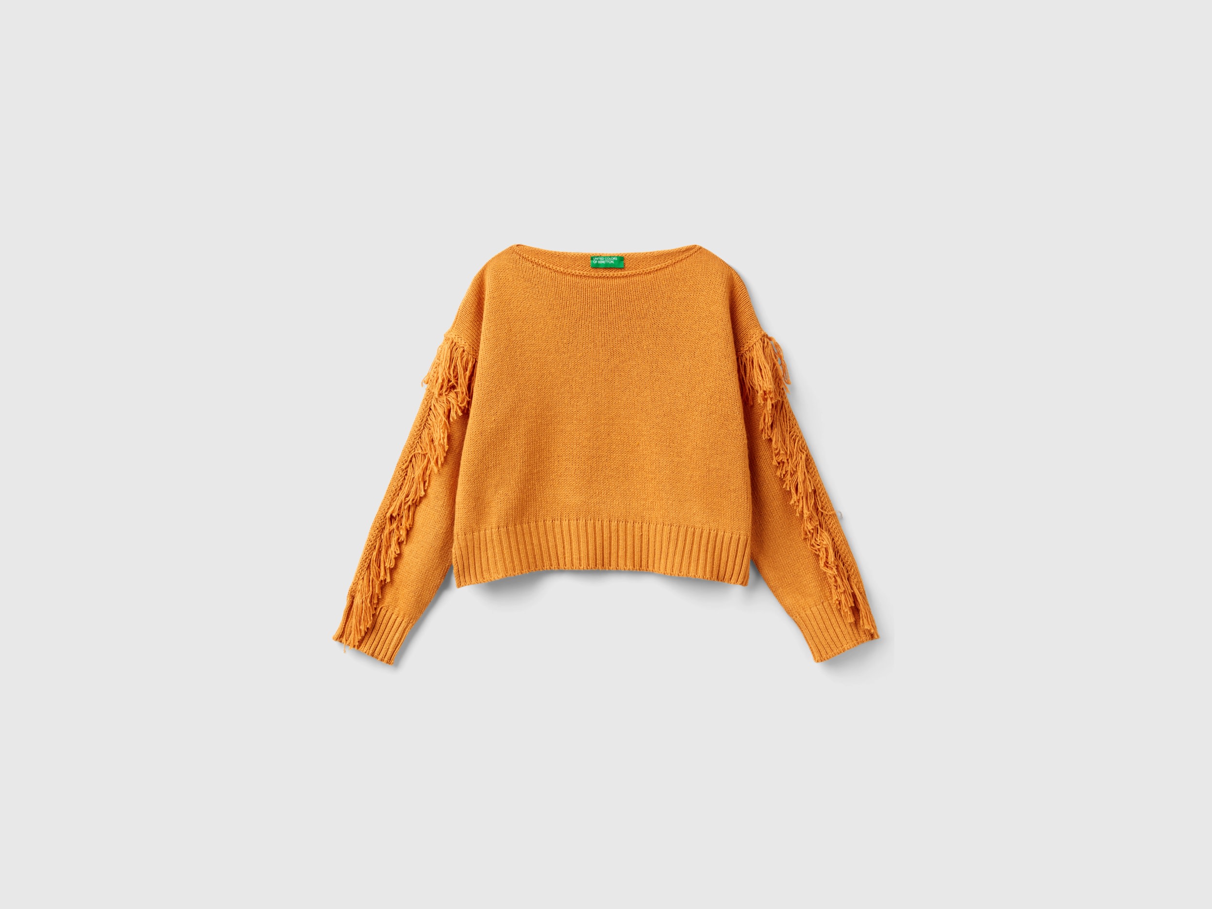 Image of Benetton, Sweater With Fringe, size S, Camel, Kids