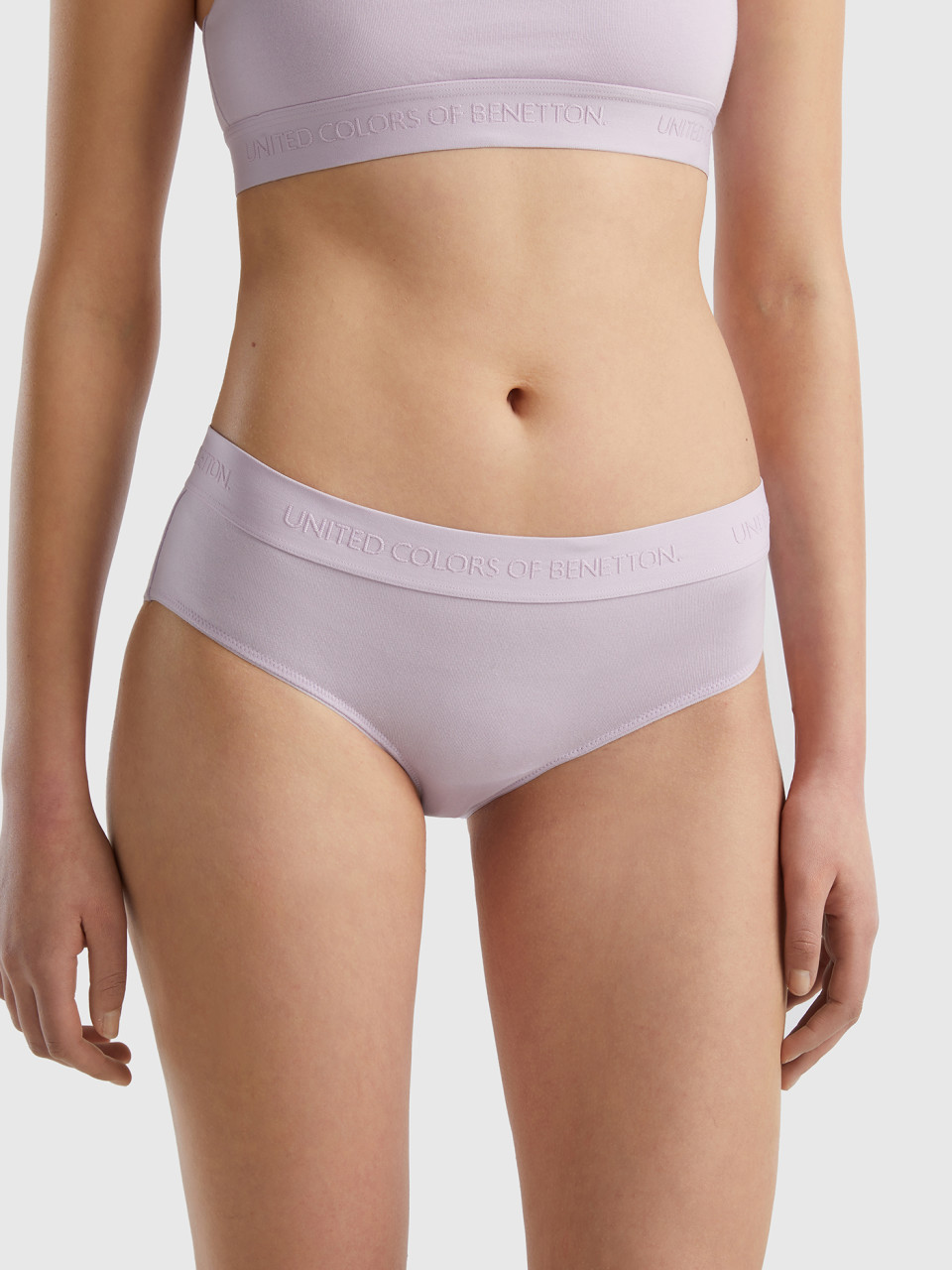 Benetton, High-rise Underwear In Organic Cotton, Lilac, Women