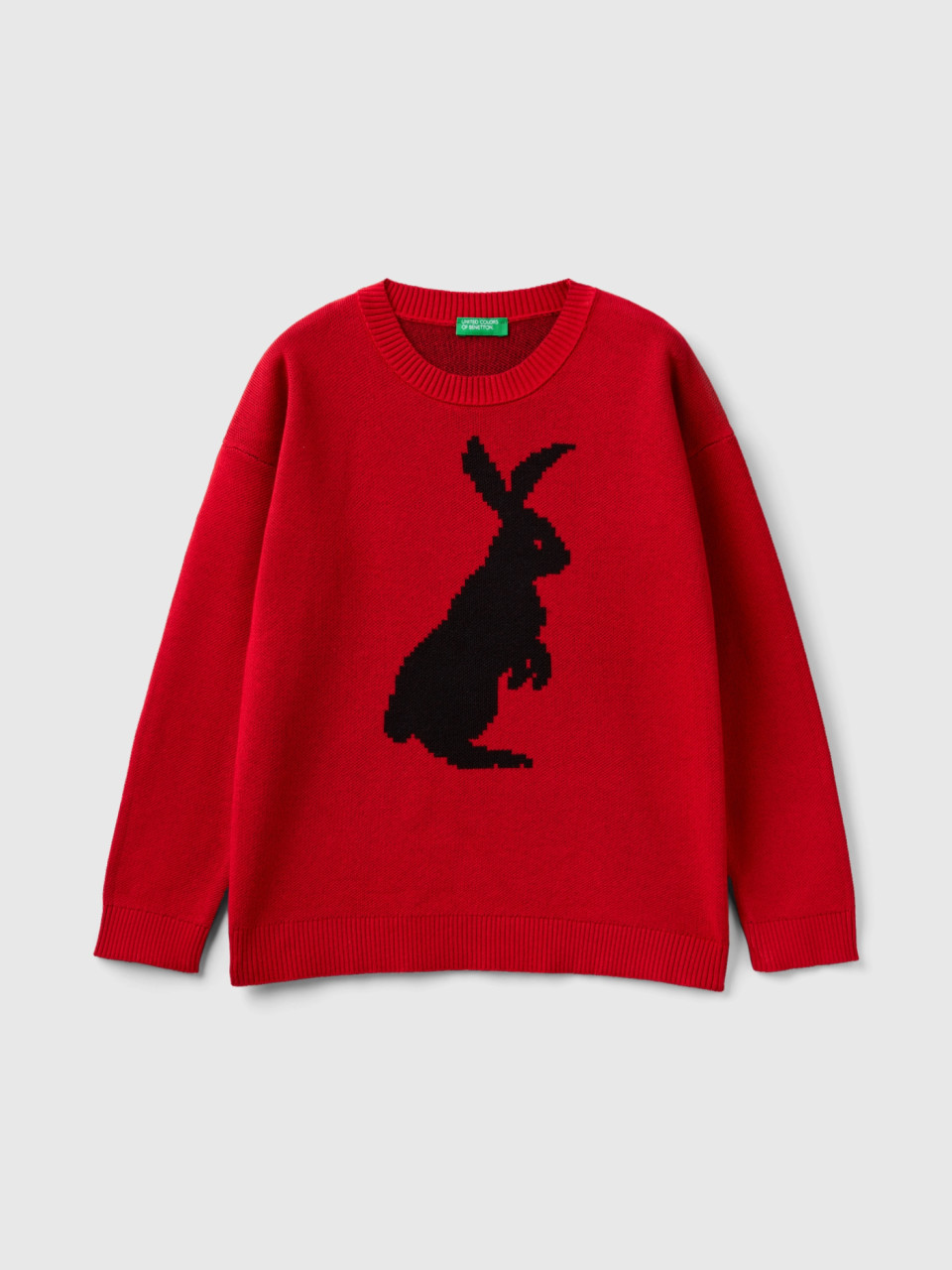 Benetton, Sweater With Bunny Design, Red, Kids