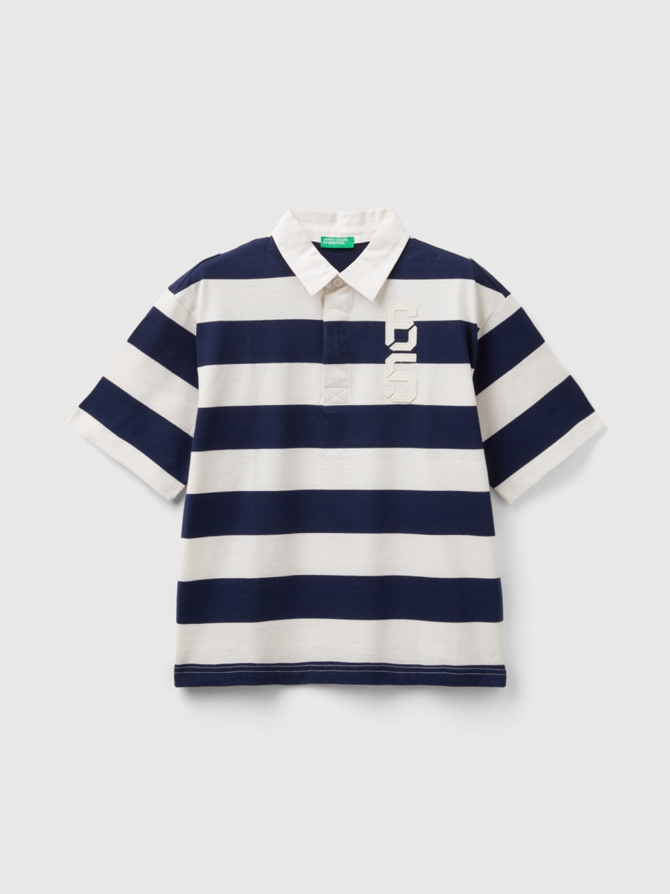 Benetton, Rugby Polo With Patch, Dark Blue, Kids