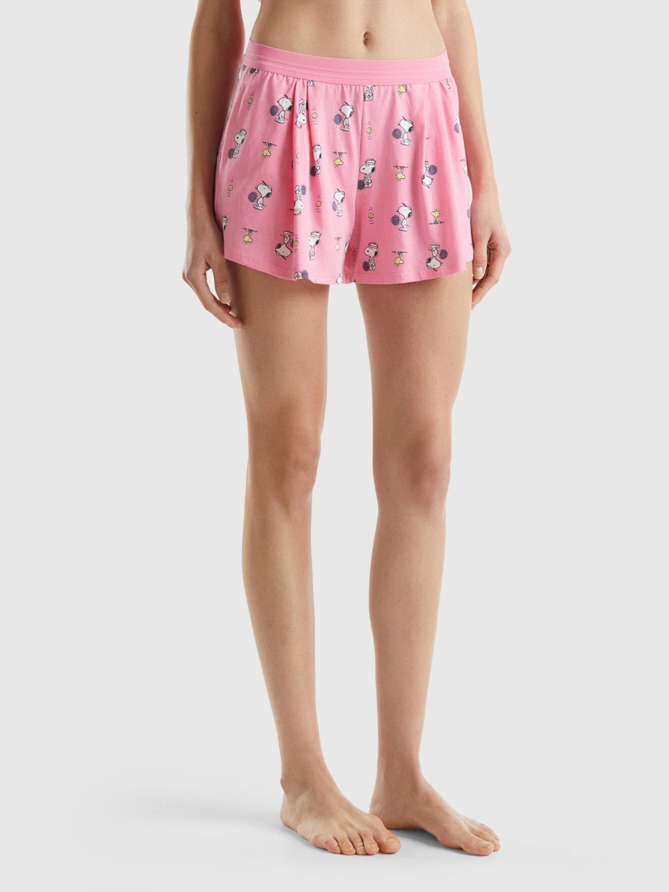 Benetton, Snoopy ©peanuts Shorts, Pink, Women