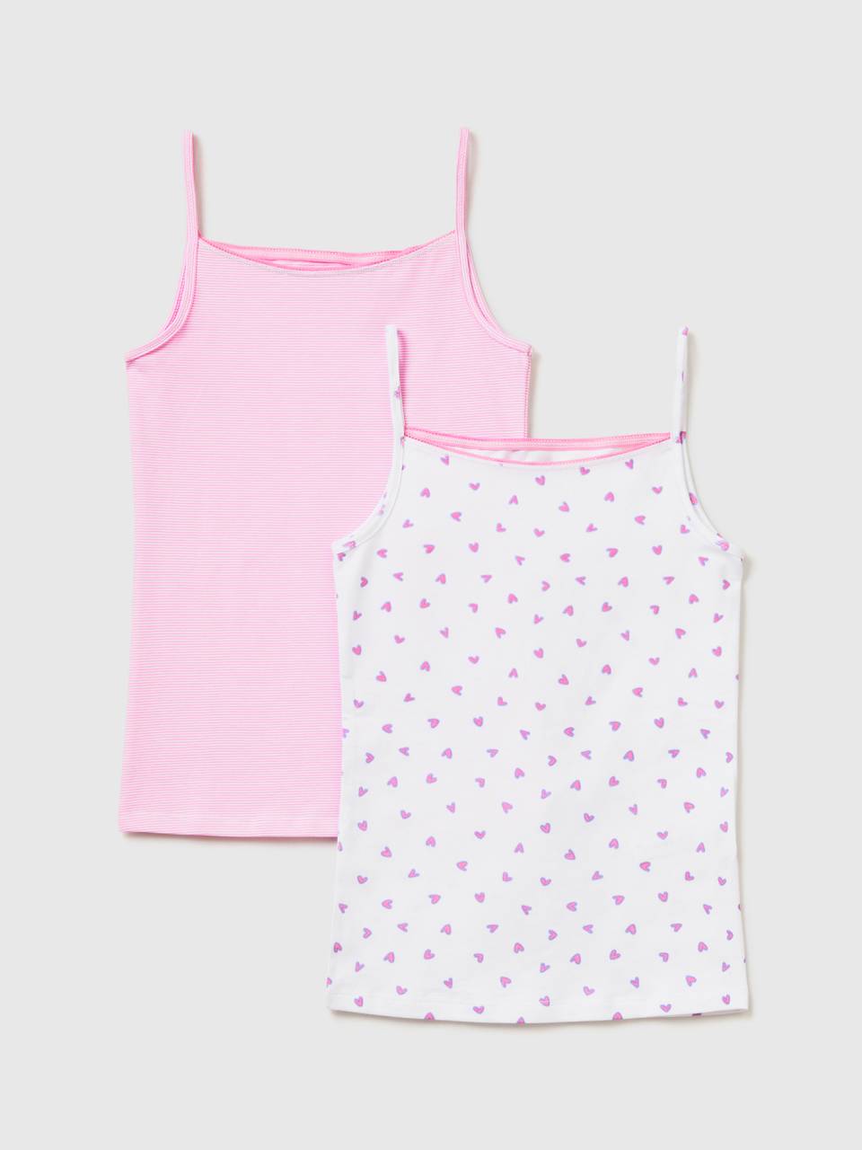 Benetton two patterned camisole tops in stretch cotton. 1