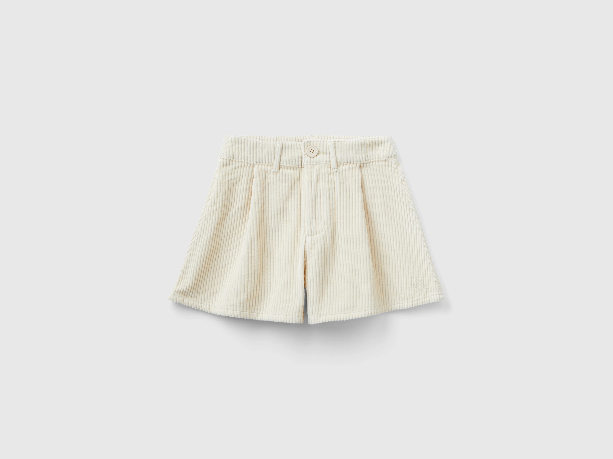 Benetton, Corduroy Bermuda Shorts, size L, Creamy White, Kids