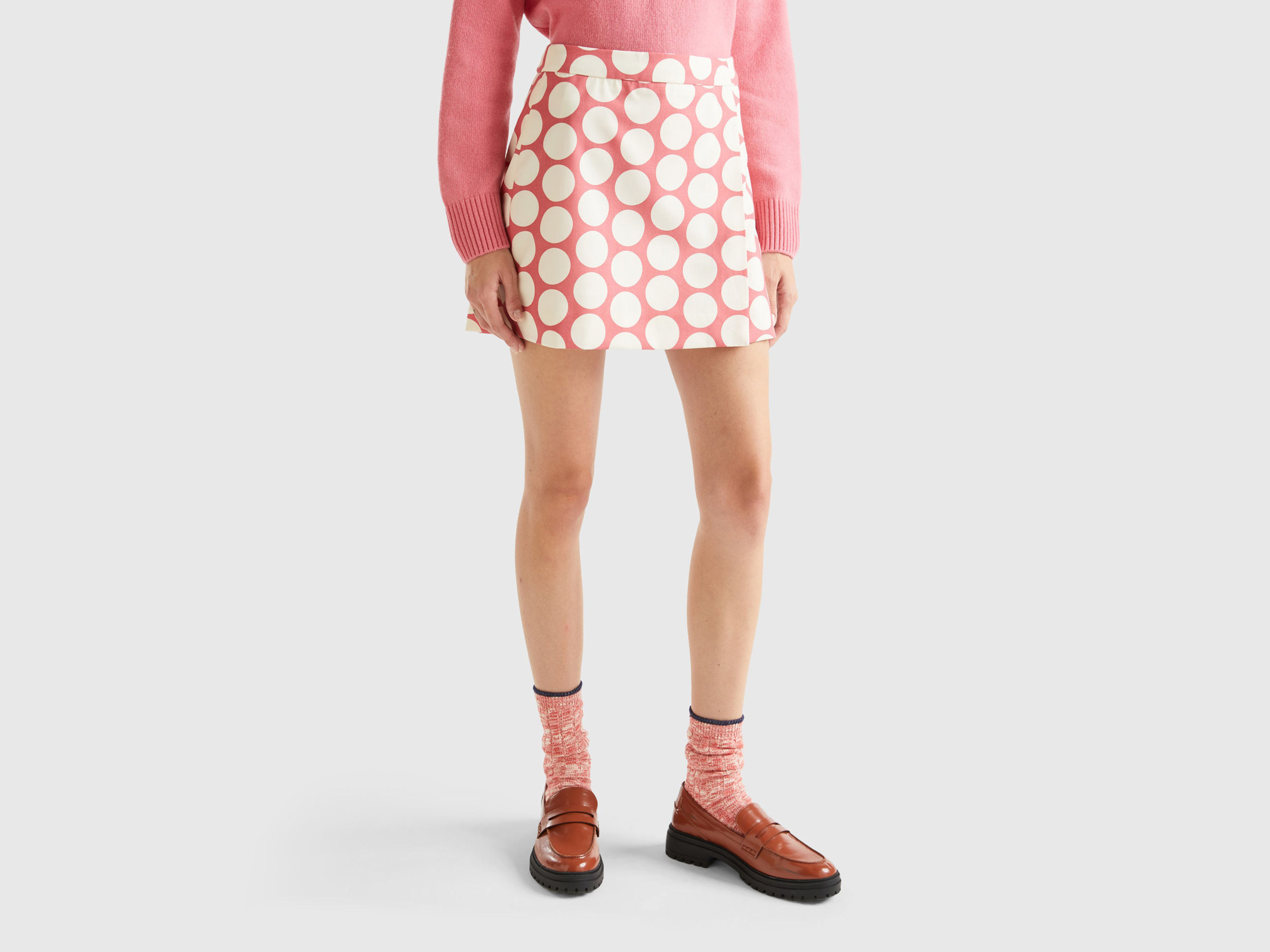 Benetton, Polka Dot Mini Skirt, size 8, Pink, Women