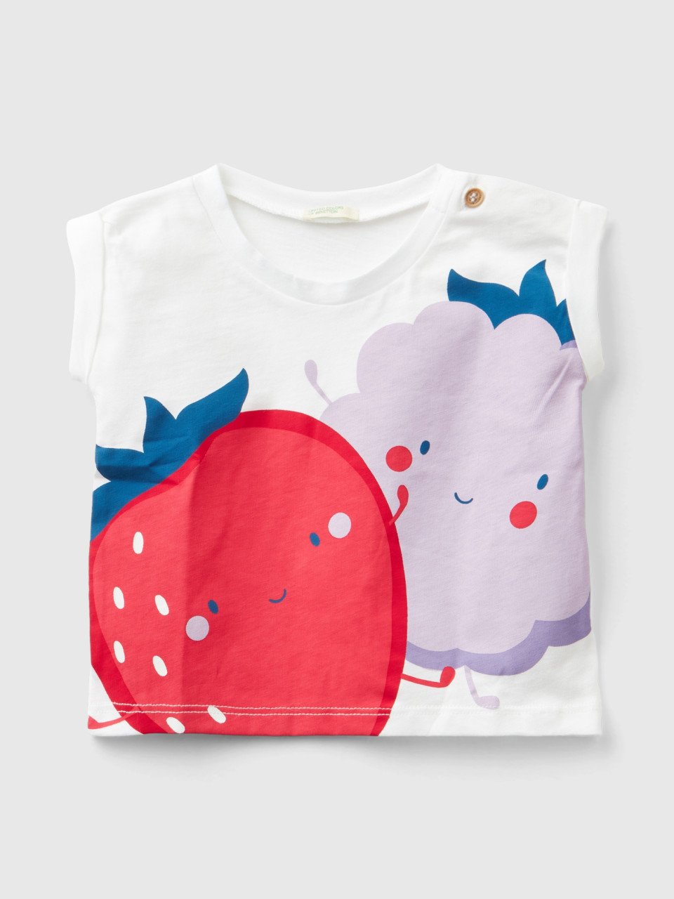 Benetton, T-shirt With Fruit Print, White, Kids