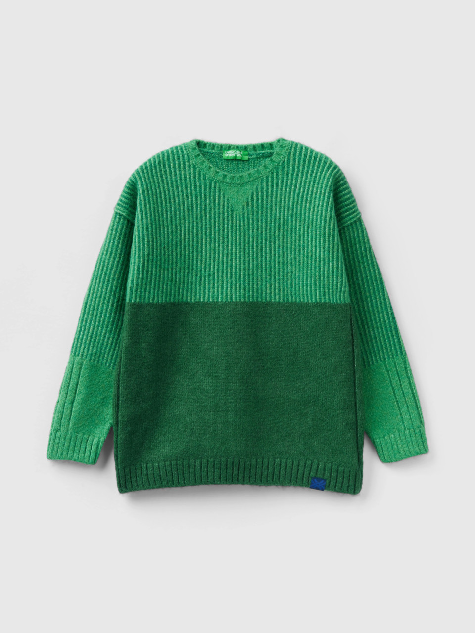 Benetton, Regular Fit Chenille Sweater, Green, Kids