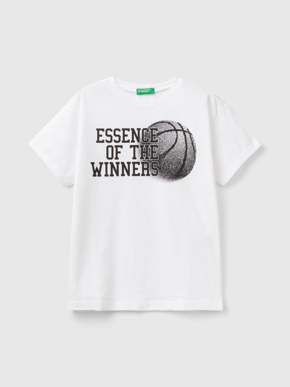 Benetton, Camiseta Con Diseño Deportivo, Blanco, Niños