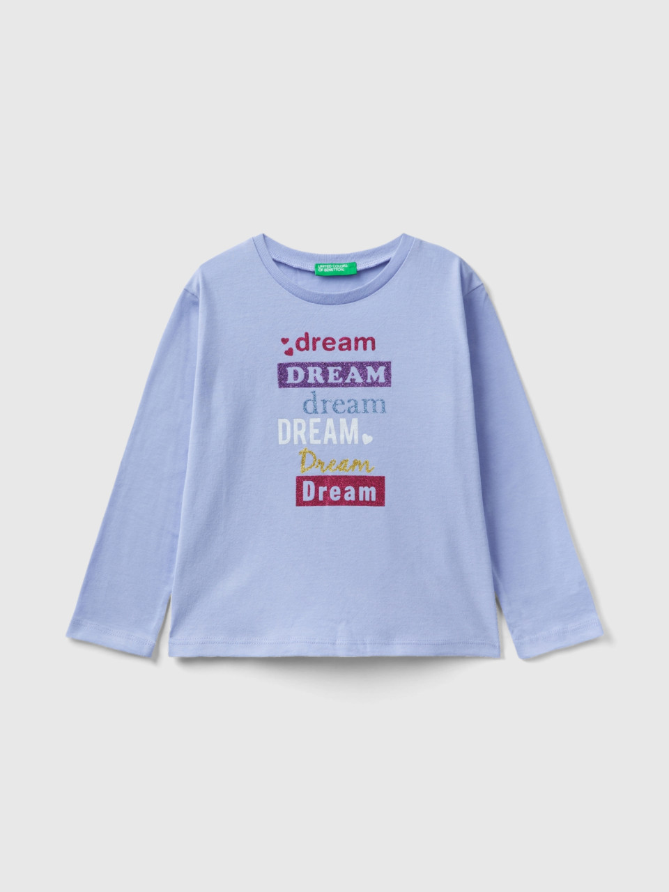 Benetton, Warm T-shirt With Print And Glitter, Lilac, Kids