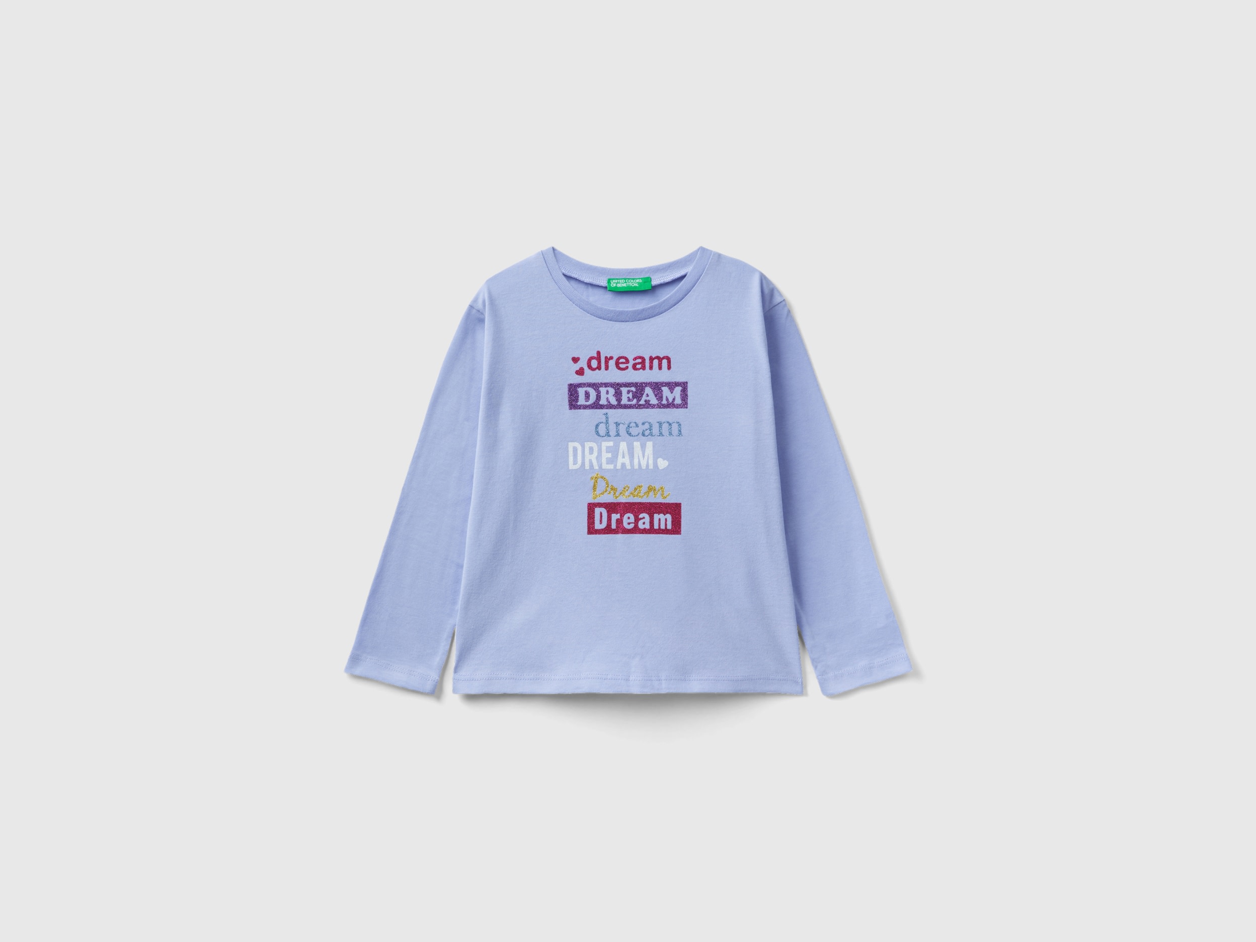 Benetton, Warm T-shirt With Print And Glitter, size 5-6, Lilac, Kids
