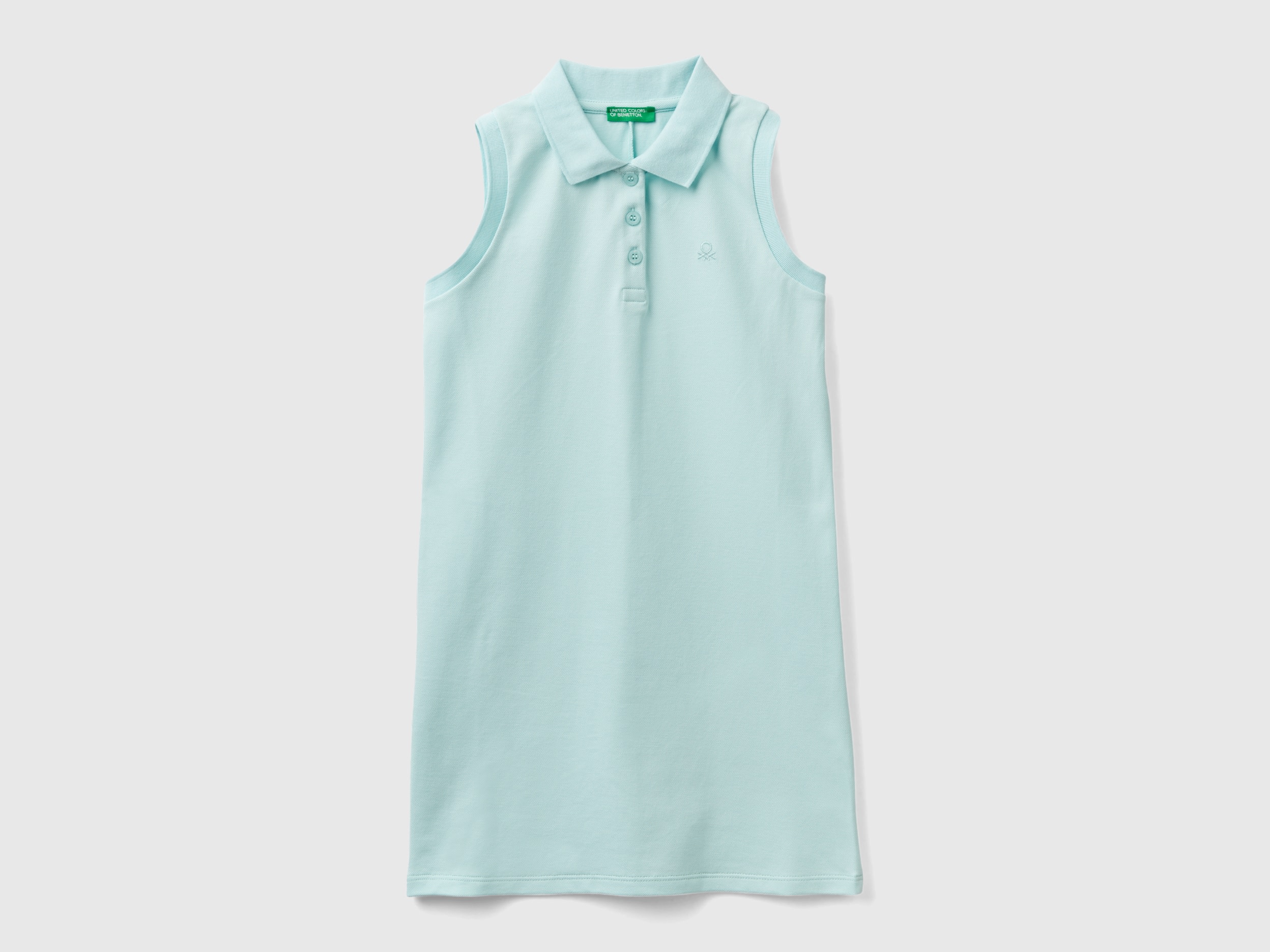 Image of Benetton, Sleeveless Polo-style Dress, size M, Aqua, Kids