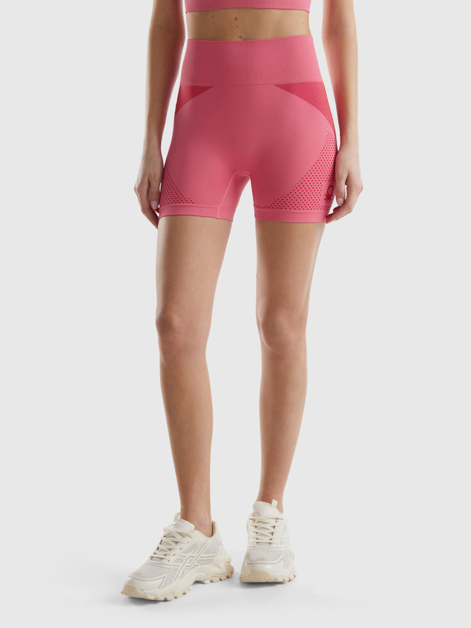 Benetton, Seamless Sports Shorts, Pink, Women