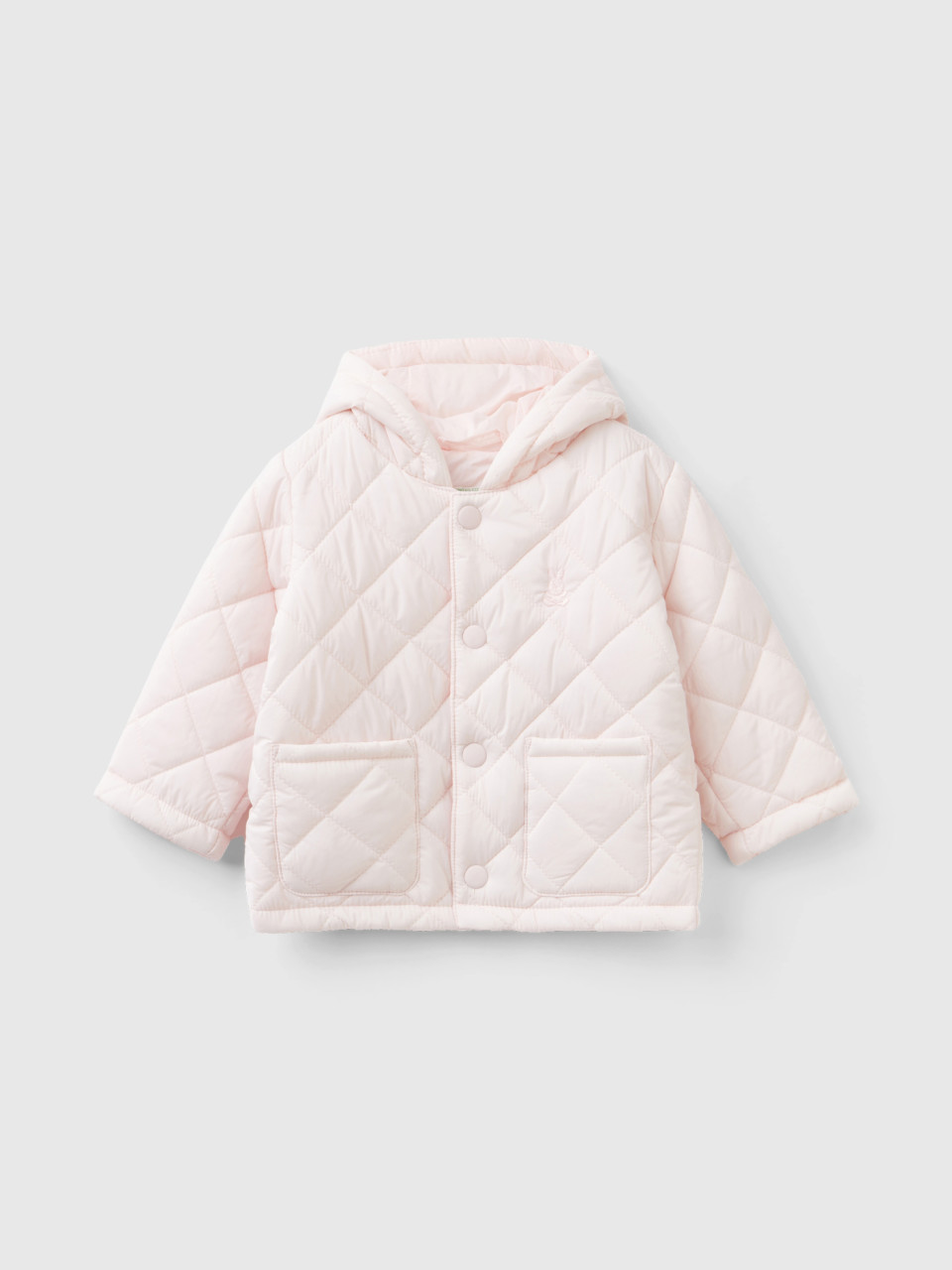 Benetton, Quilted Jacket With Hood, Soft Pink, Kids