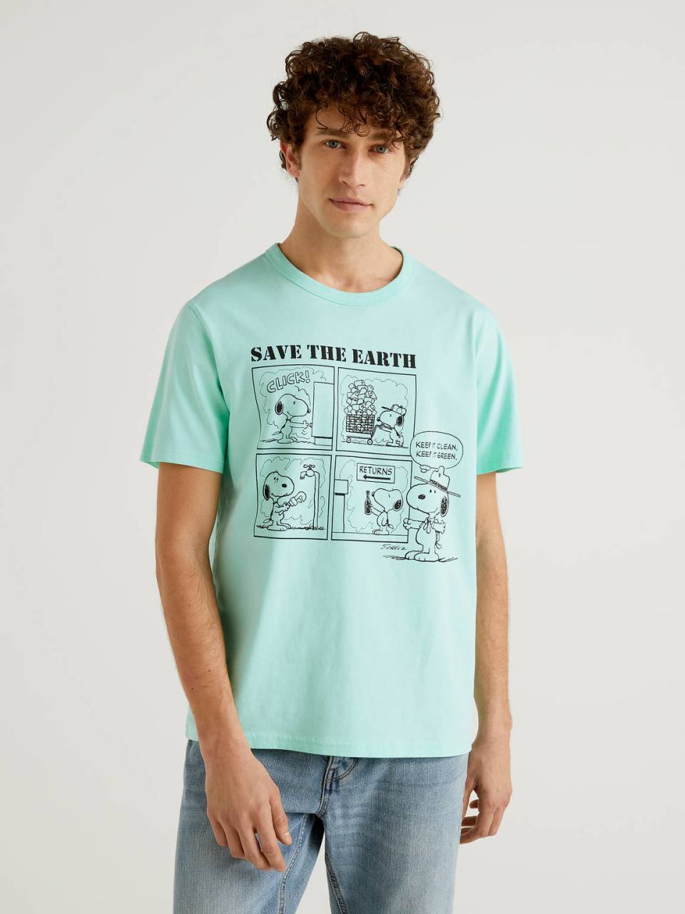Benetton Teal Peanuts t-shirt. 1