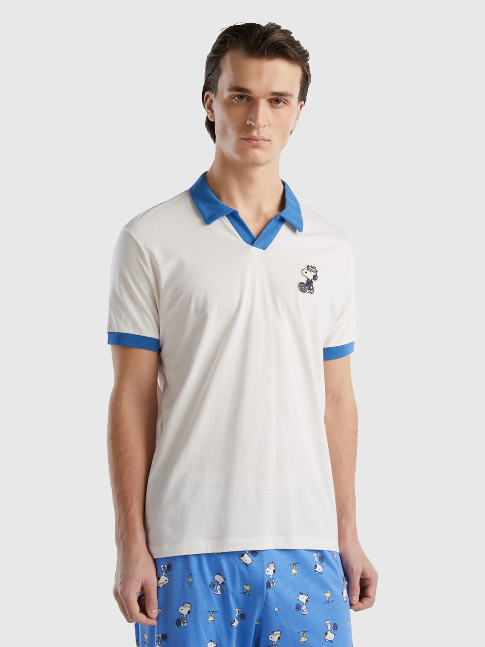 Benetton, Poloshirt Snoopy ©peanuts, Cremeweiss, male