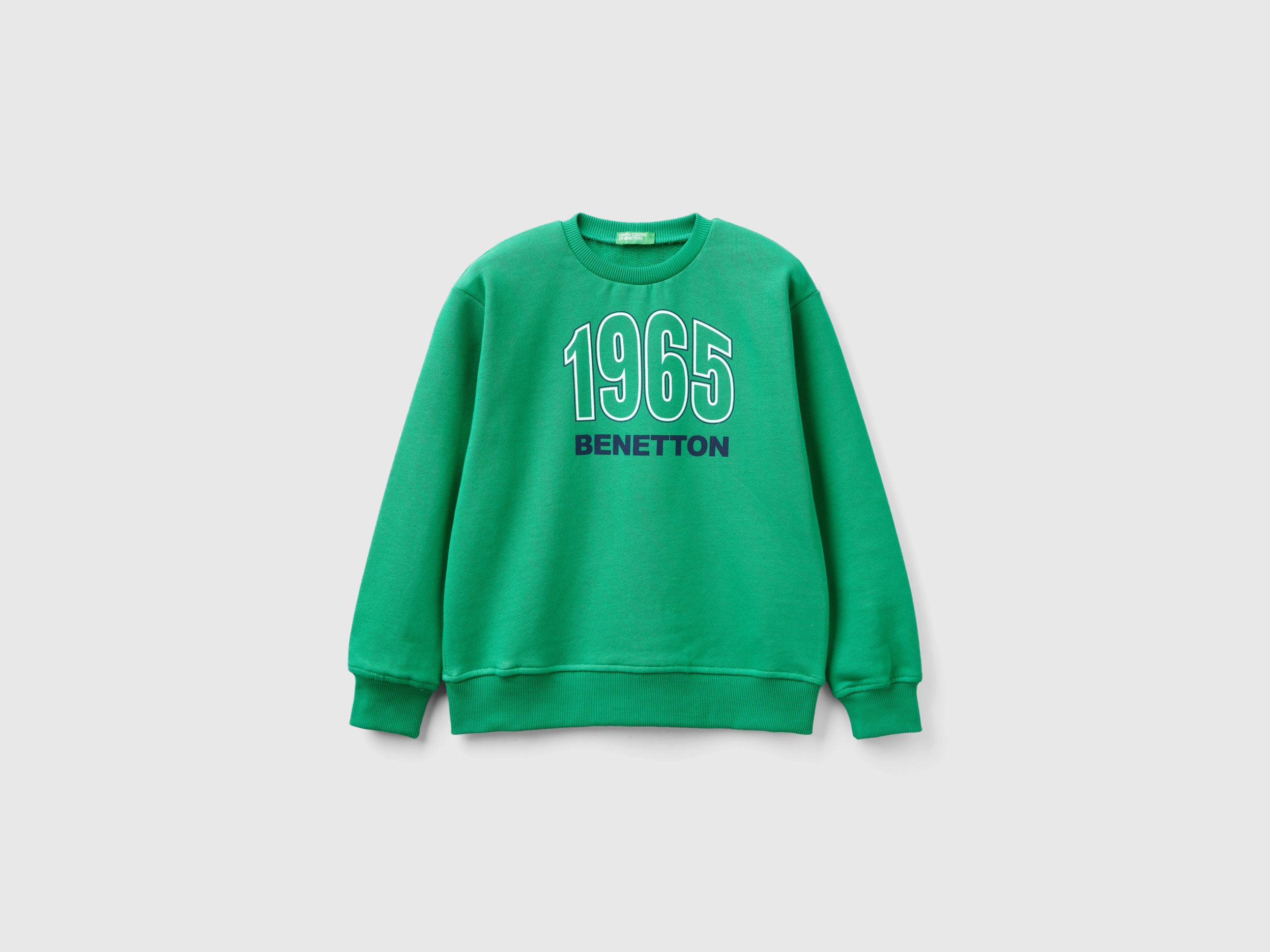 Benetton, Sweatshirt With Logo Print, size L, Green, Kids