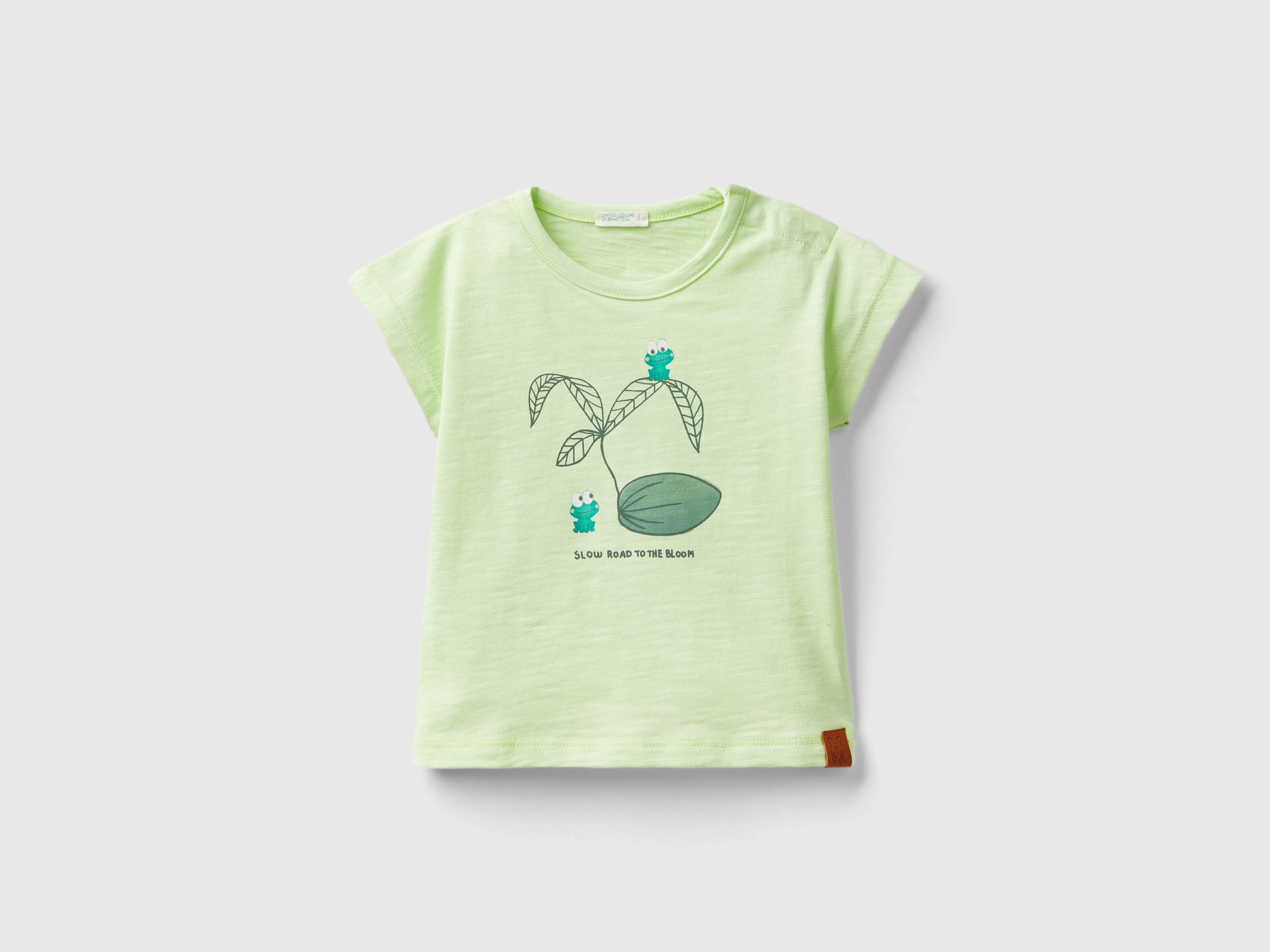 Benetton, Maglietta Con Stampa Animaletto, Lime, Bambini