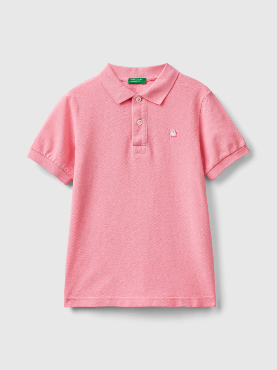 Benetton, Slim Fit Polo In 100% Organic Cotton, Pink, Kids