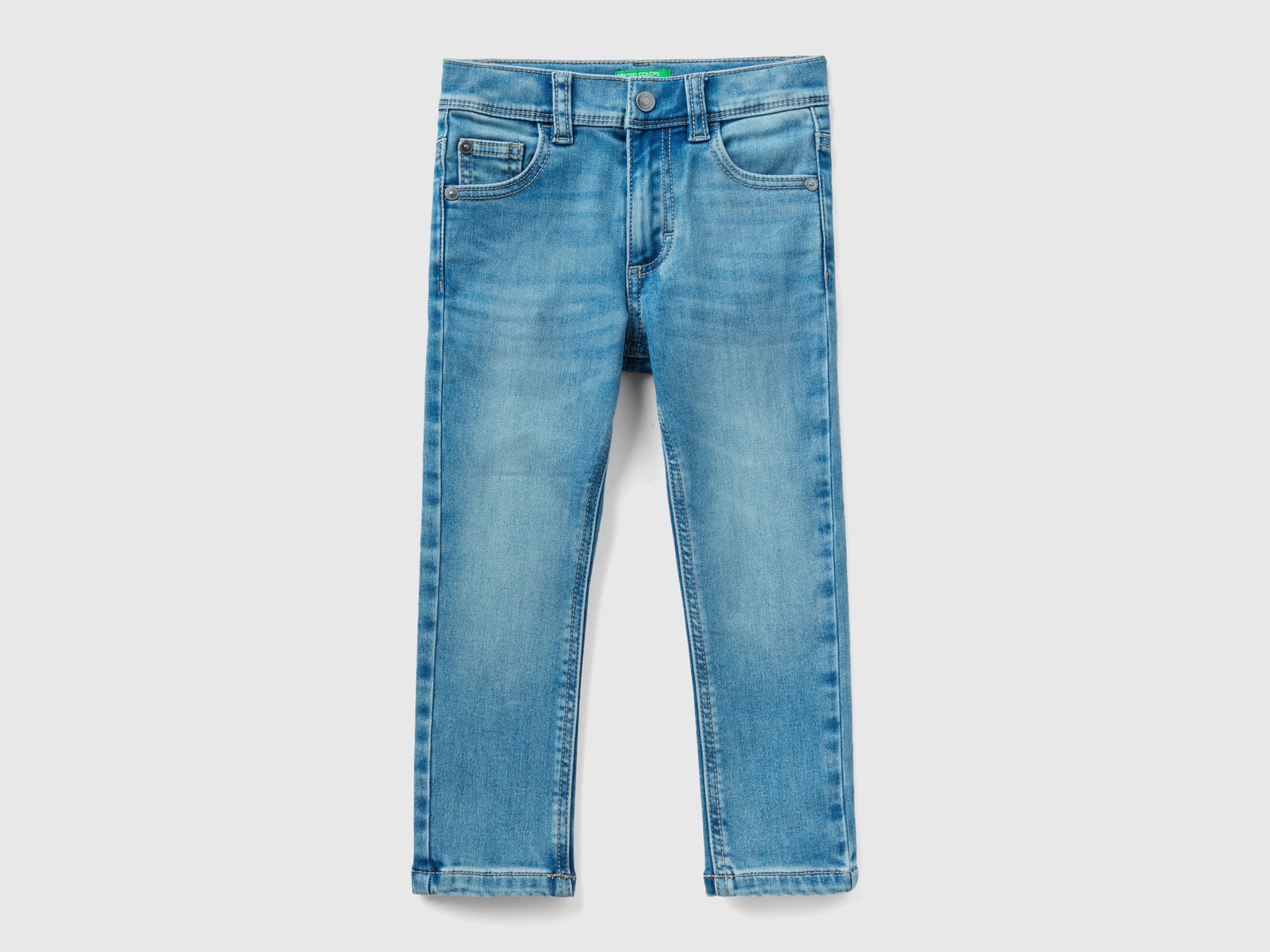 Benetton, Jeans Termici Skinny Fit, Azzurro, Bambini