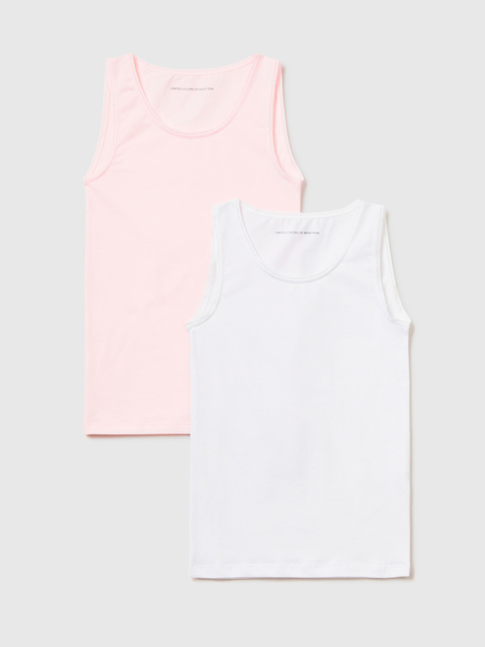 Benetton, Two Tank Tops In Stretch Cotton, Multi-color, Kids