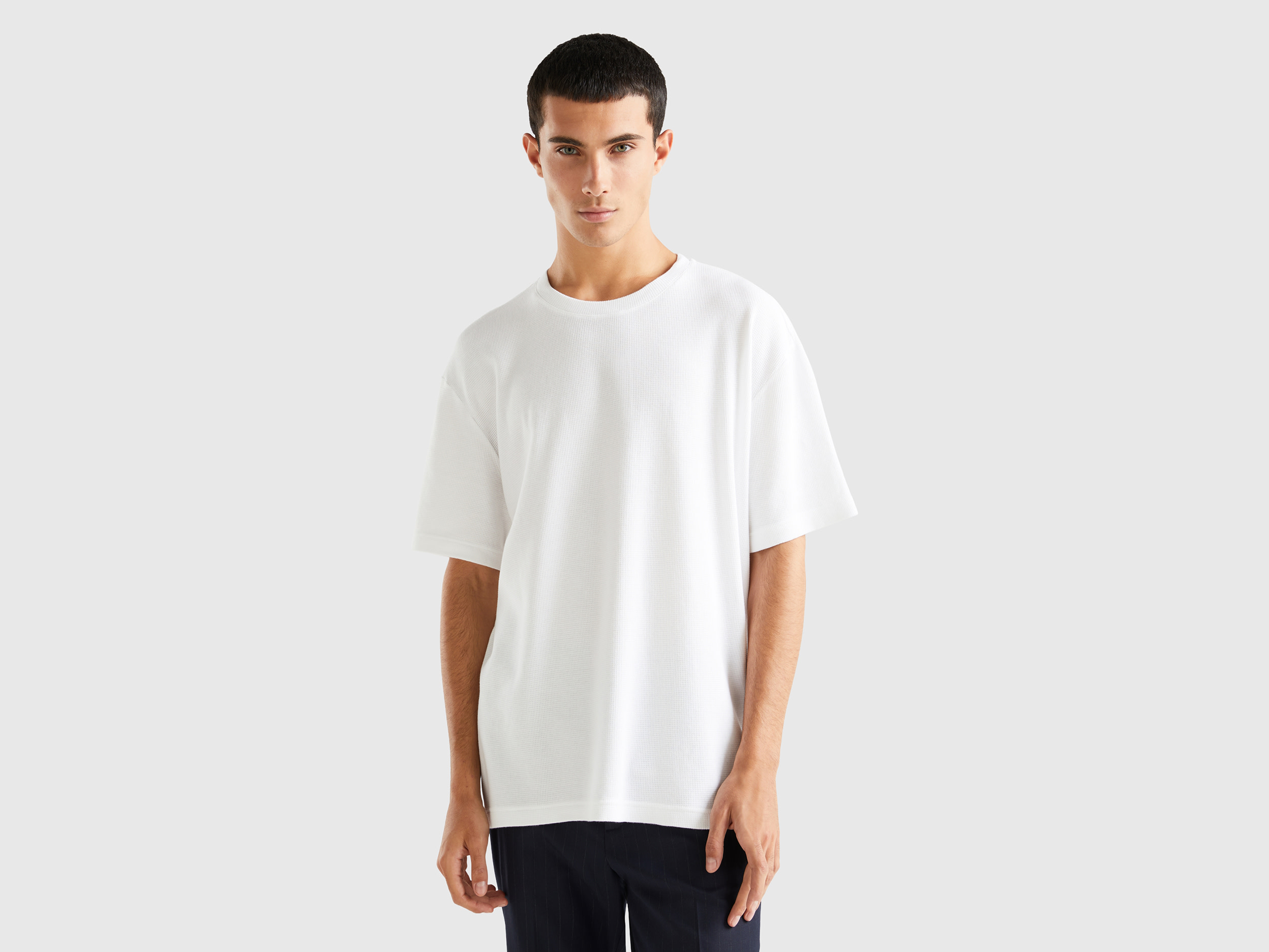 Benetton, Relaxed Fit T-shirt, size XS, Creamy White, Men