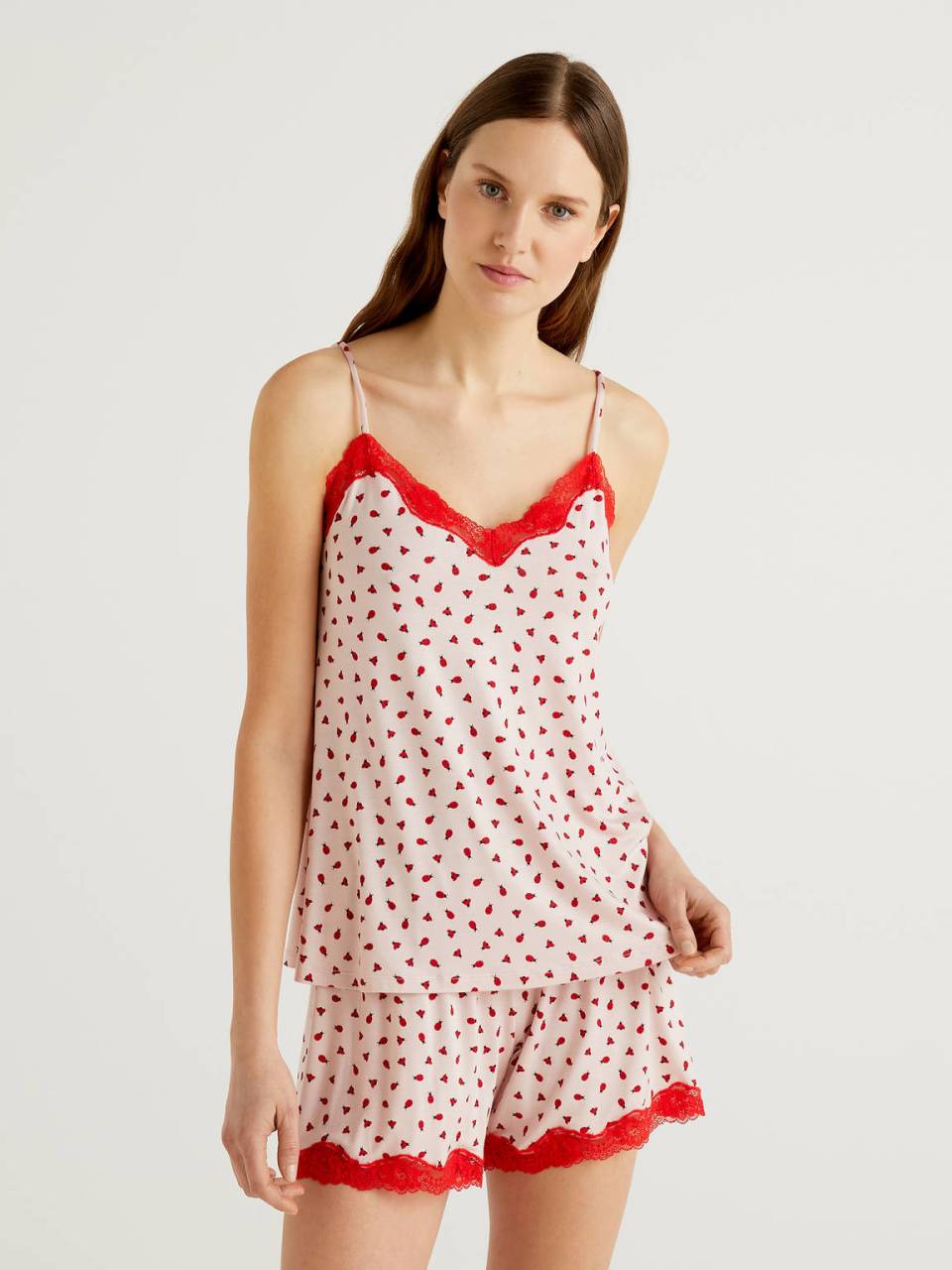 Benetton Patterned camisole with lace. 1