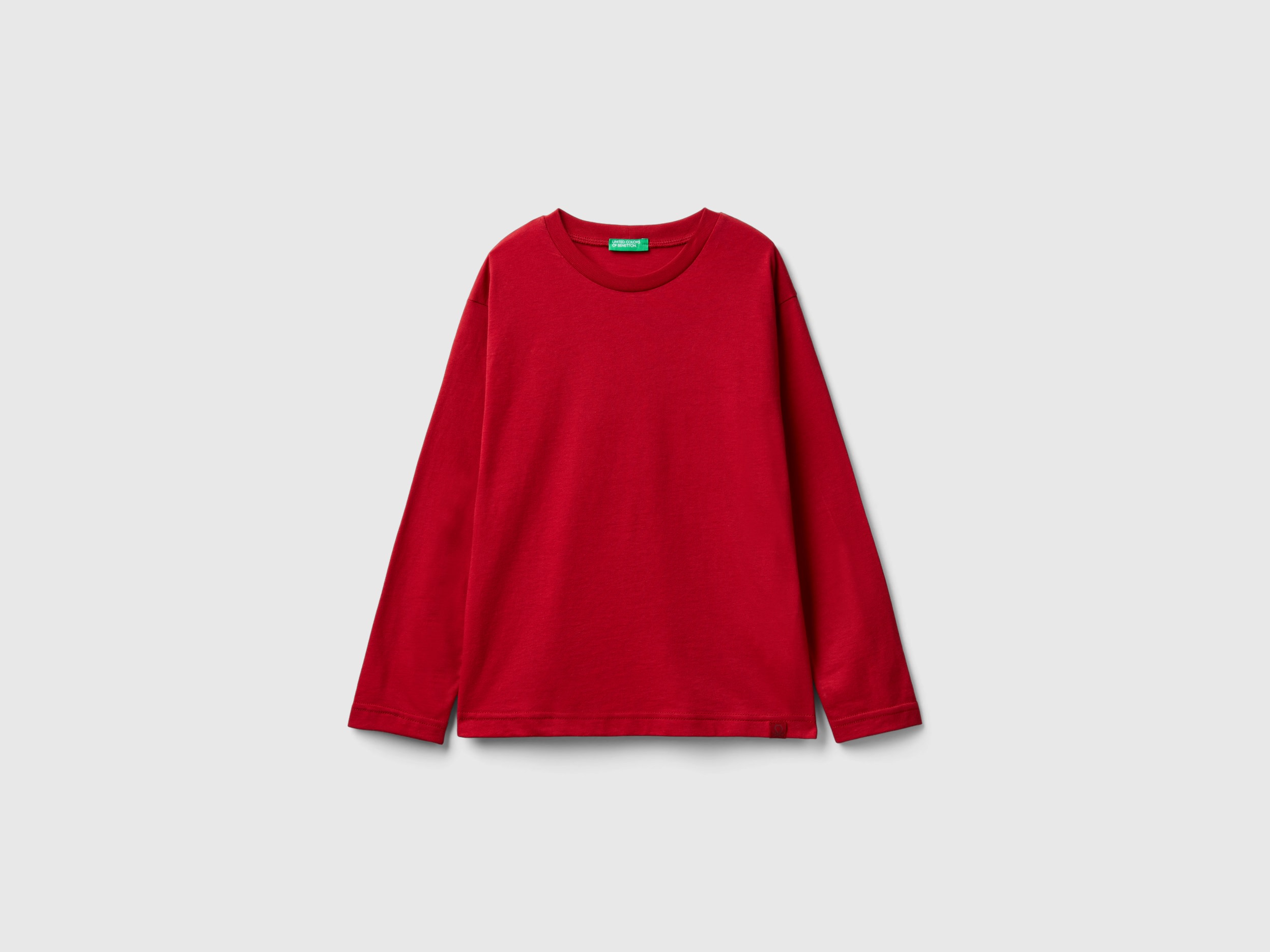 Benetton, T-shirt Girocollo 100% Cotone Bio, Rosso, Bambini