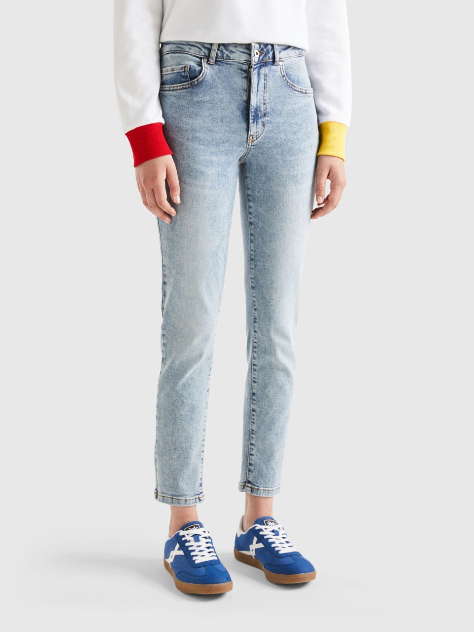 Benetton, Slim Fit-jeans In Stretchiger Baumwolle, Azurblau, female