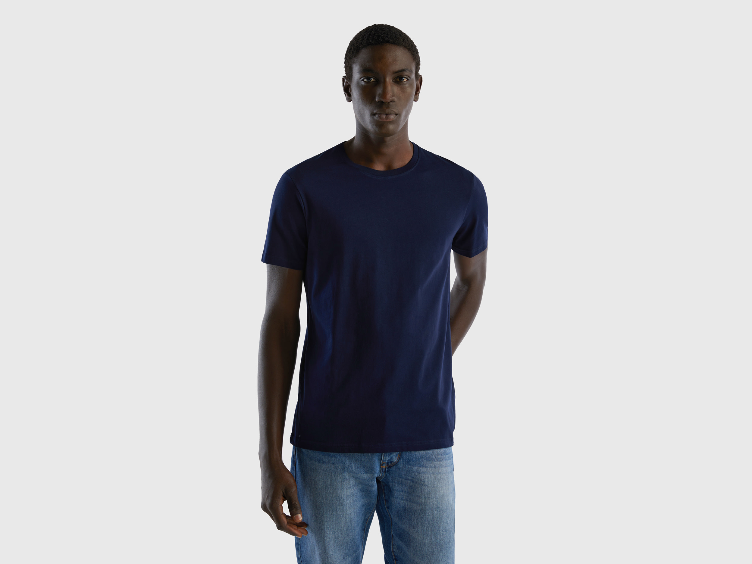Benetton, Dark Blue T-shirt, size L, Dark Blue, Men