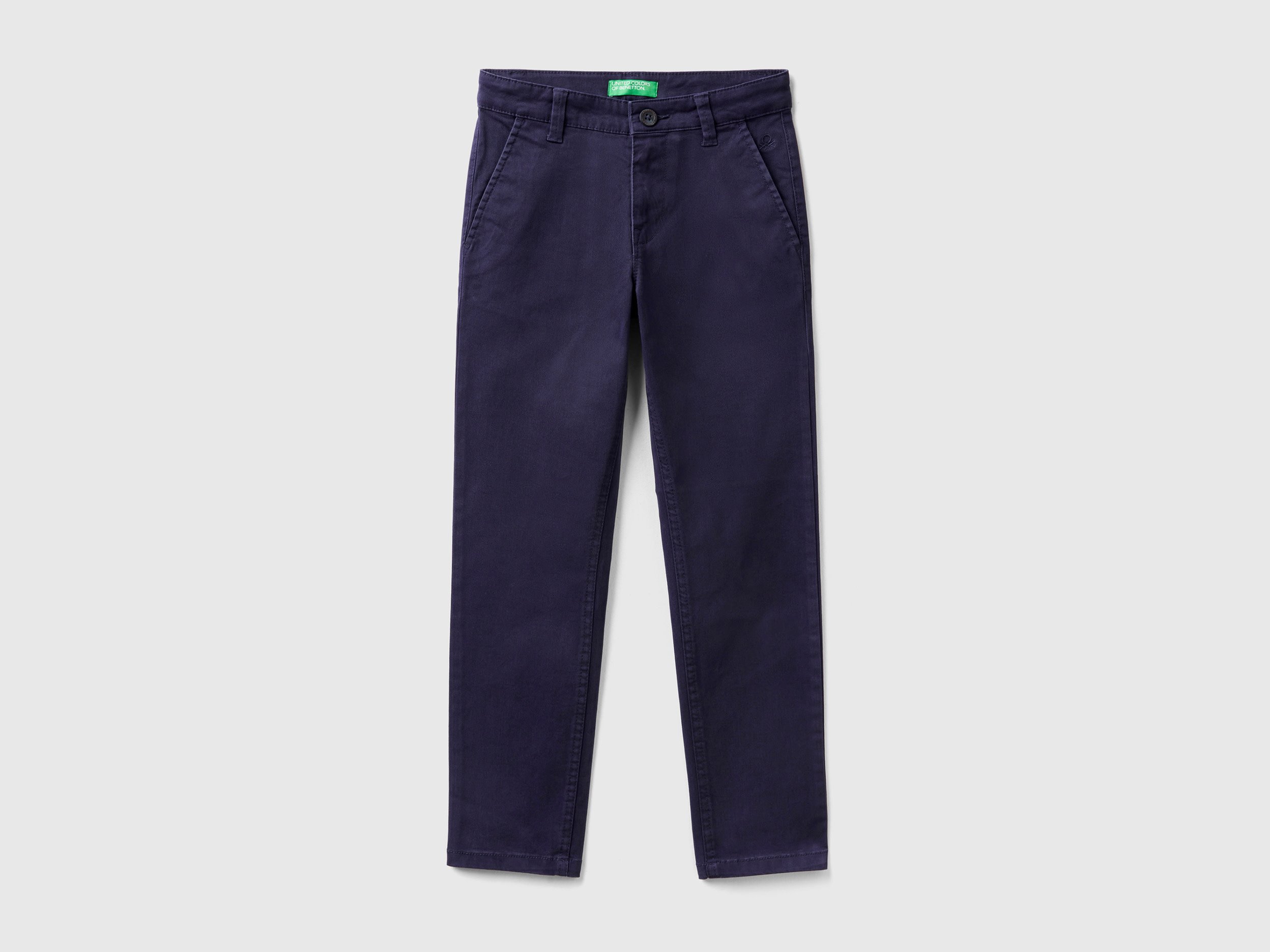 Benetton, Slim-fit-chinos Aus Stretchiger Baumwolle, size M, Dunkelblau, male